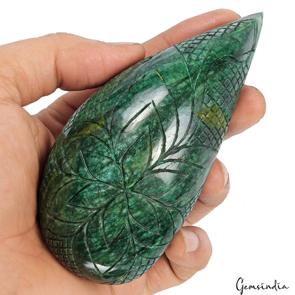 1700 Ct Natural Pear Carving Green Brazilian Emerald Earth Mined Huge Size Gems