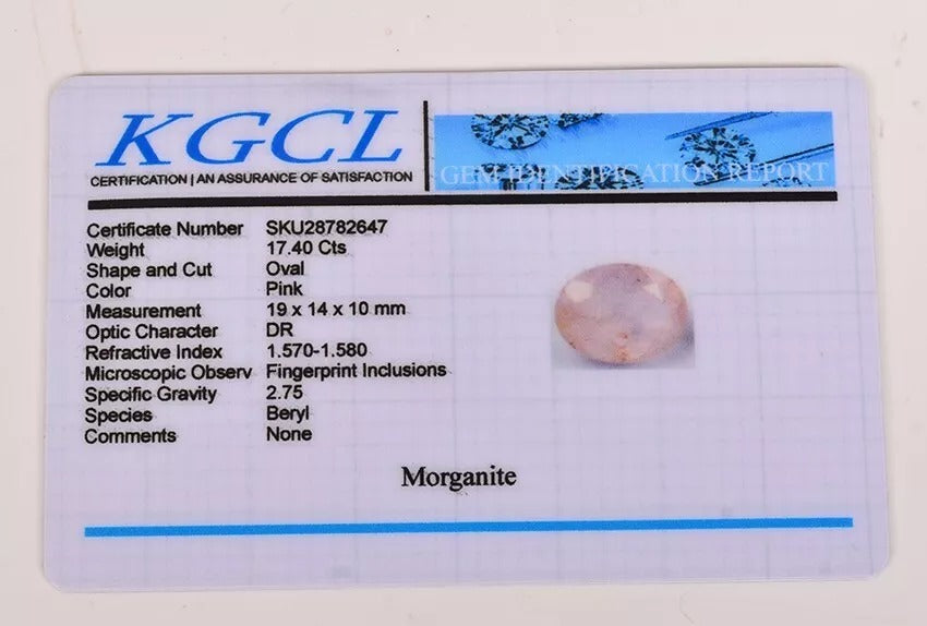 Morganite Loose Gemstone, Oval Faceted, Untreated — 19x14x10mm, 17.40 Ct, Brazil