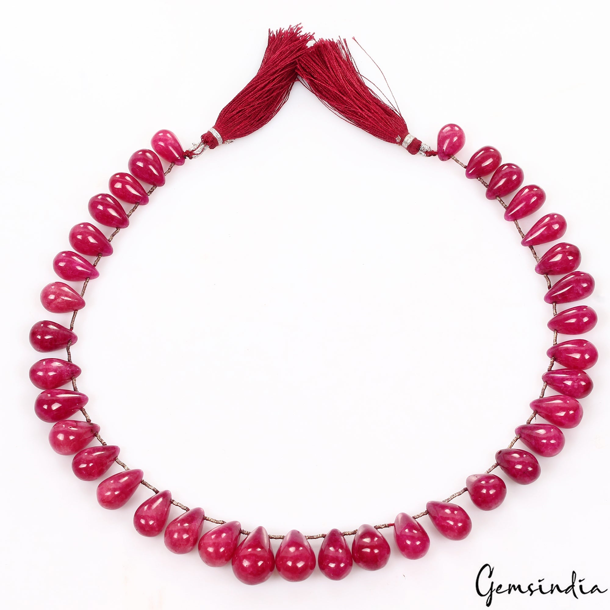 15" Red Quartz Smooth Pear Drop Polished Bead/Briolettes, 36 Pc 12-17mm/330 Ct