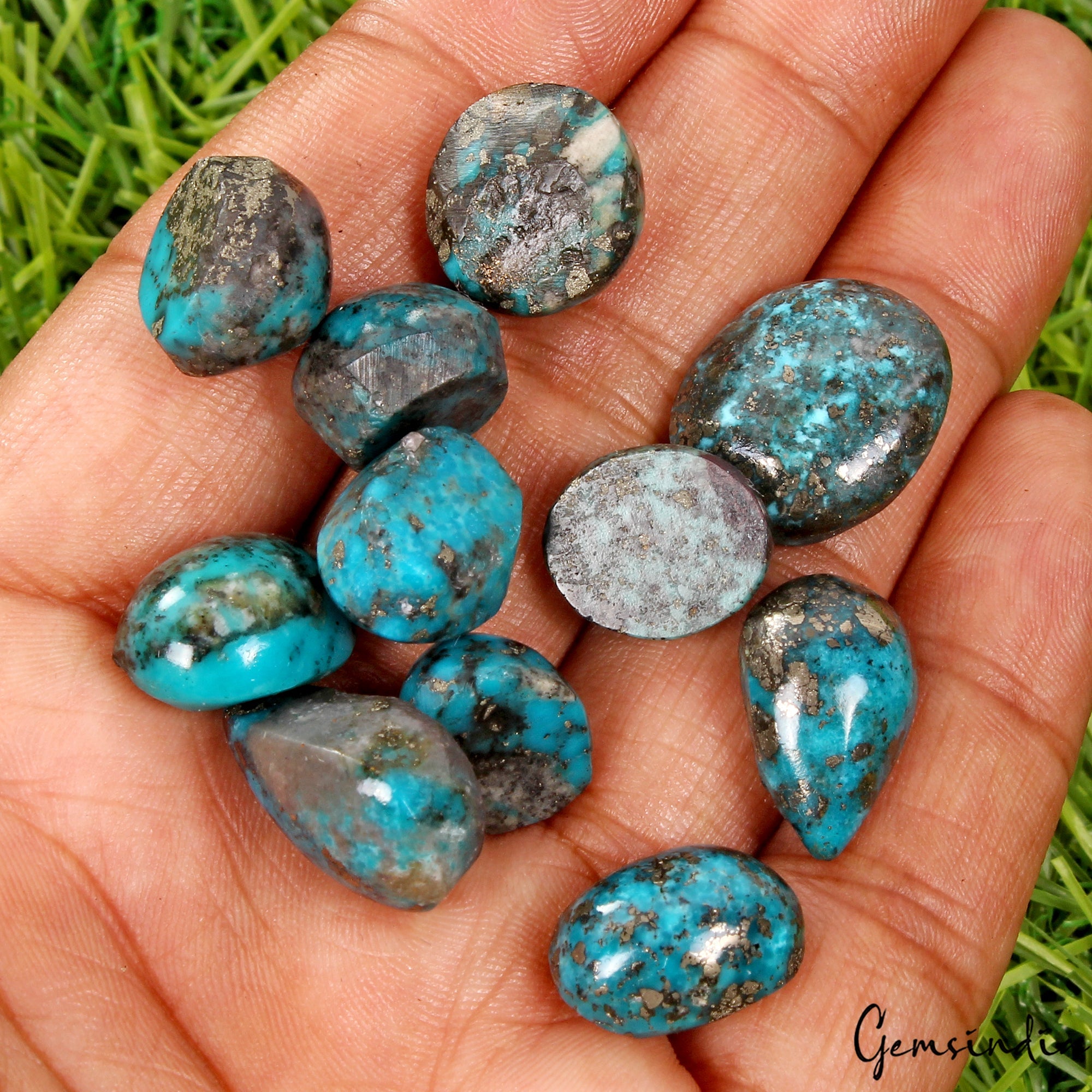 11 Persian Turquoise Neyshabur Cabochon Lot Not Stabilized, %100 Natural 14-20mm