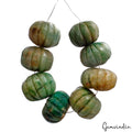 470 Ct Natural Green Emerald Gems Pumpkin Carving Drilled Loose Beads Lot 8 Pcs