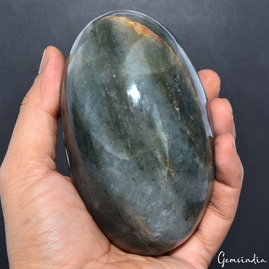 4500 Ct Natural Green Gray Agate Egg Shape Oval Healing Crystal Mineral Gem 4.7"