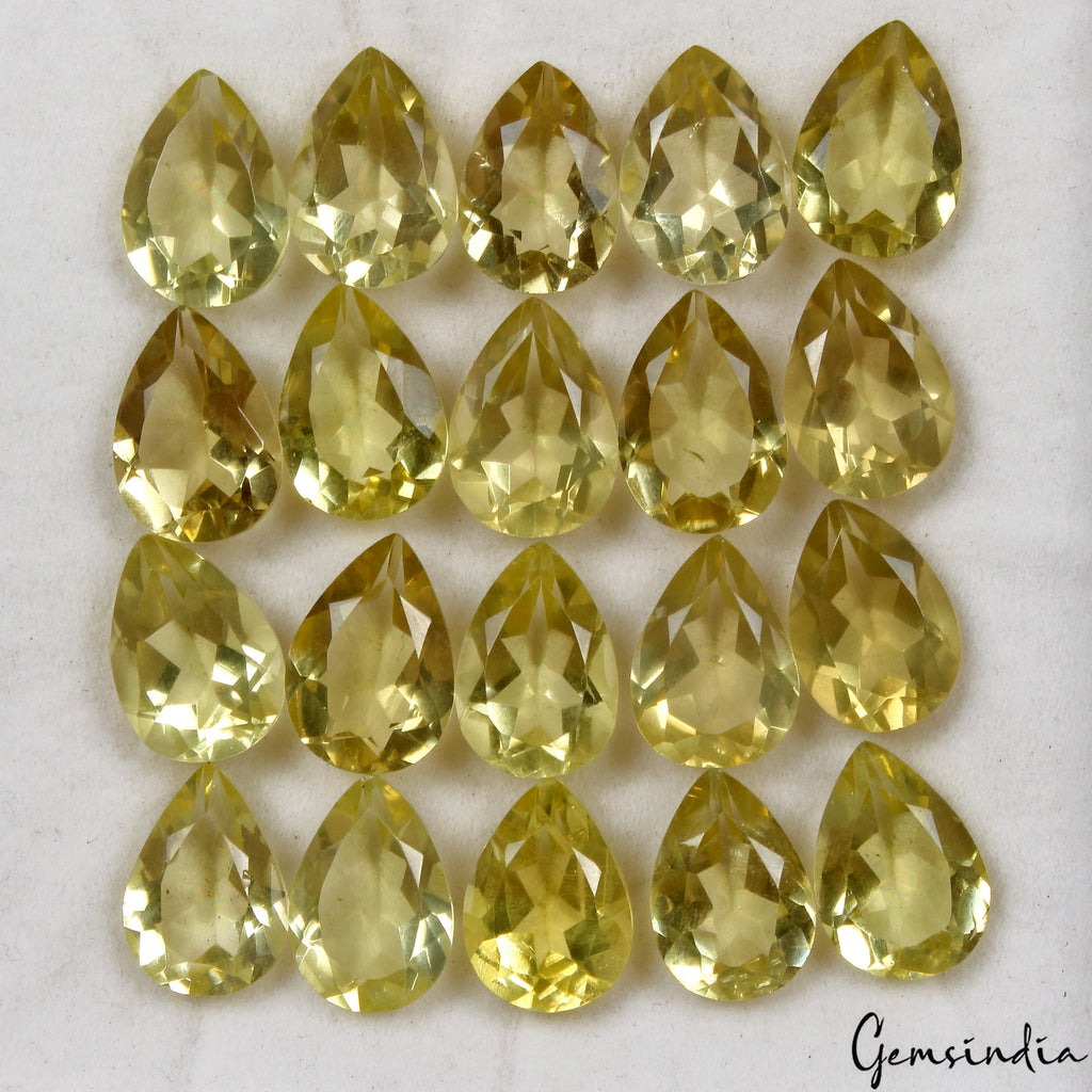 102.10 Ct Pear Cut Lemon Quartz 14x10mm Natural Calibrated Loose Gemstones~20 Pc