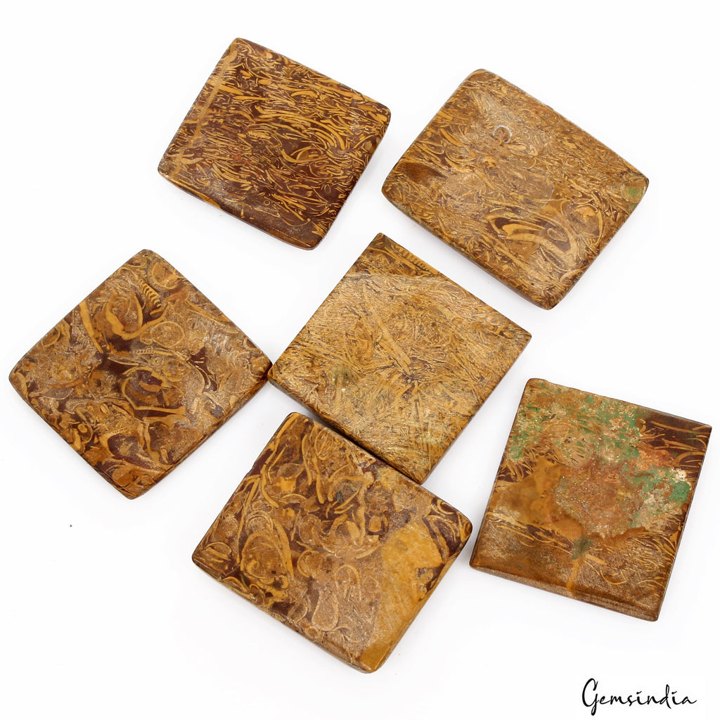 380 Cts Natural Untreated Marium Jasper Square Shape Elephant Skin Jasper Gems