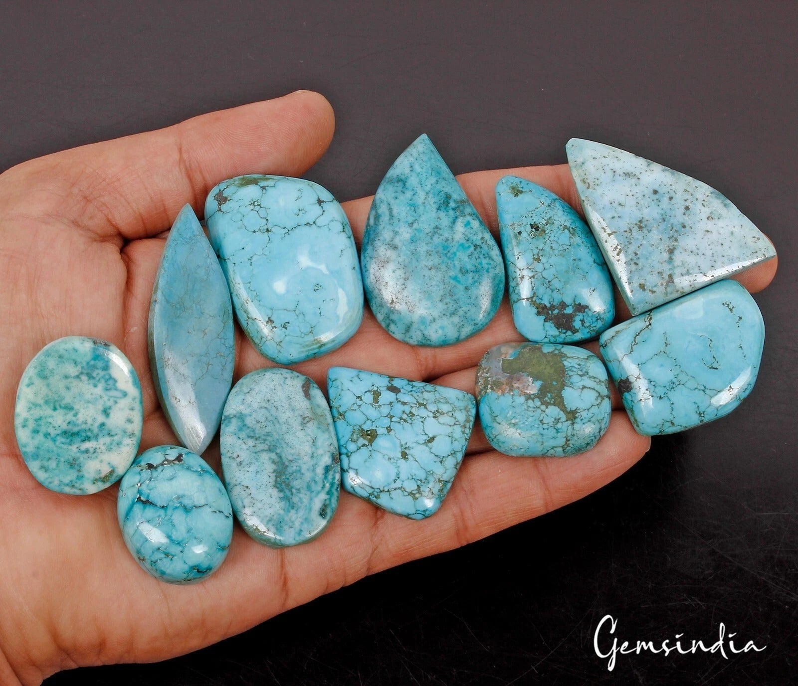 660 Ct/11 Pcs Natural USA Blue Green Turquoise Mix Cab Loose Wholesale Gemstones