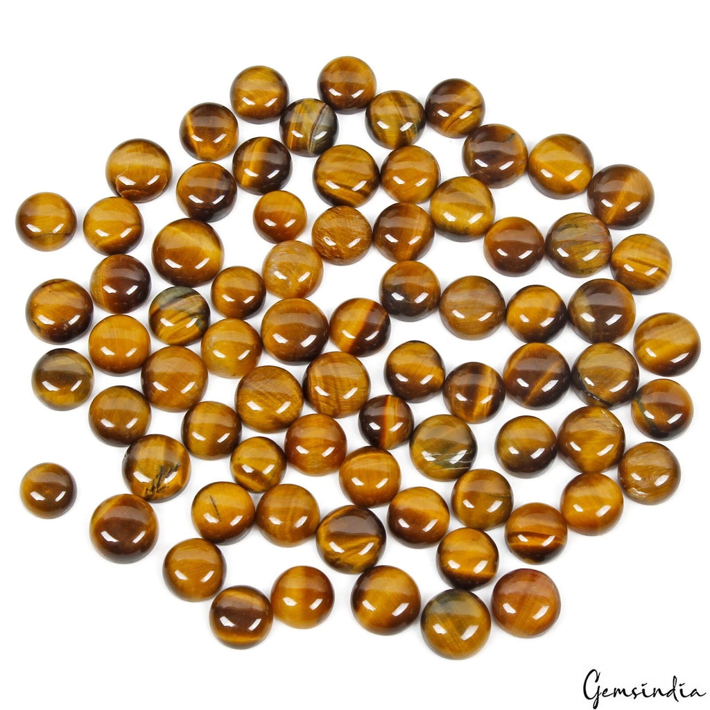 Tiger Eye Lot, Cabochon, Round Cabochon, Untreated — 74 Pieces, 08mm to 11mm, 330 Ct, Madagascar