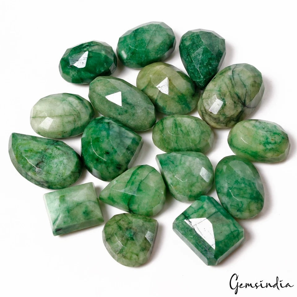 Emerald Lot, Loose Gemstone, Color Enhanced, Green — 17 Pieces, 19mm to 32mm, 700 Ct, Brazil
