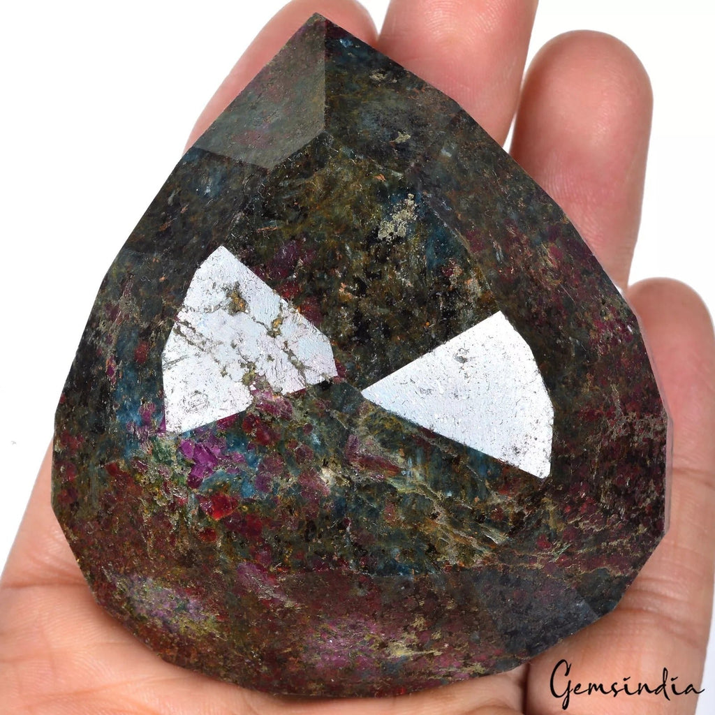 1330 Ct~ Natural Untreated Bi-Color Ruby Kyanite Pear Cut Earth Mined Gemstone