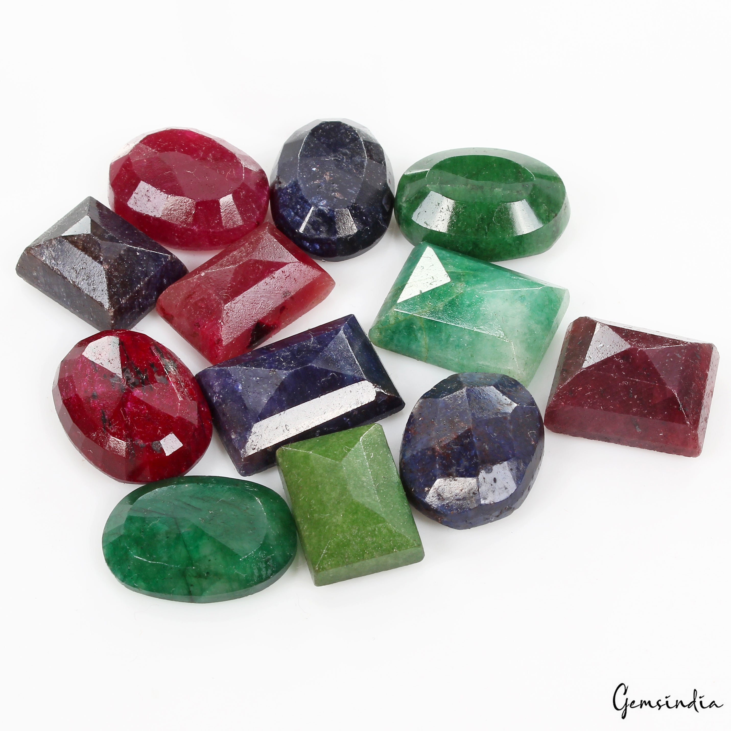 Certified 226.80 Ct Natural Multi Color Emerald Ruby Sapphire Mix Cut Loose Gems