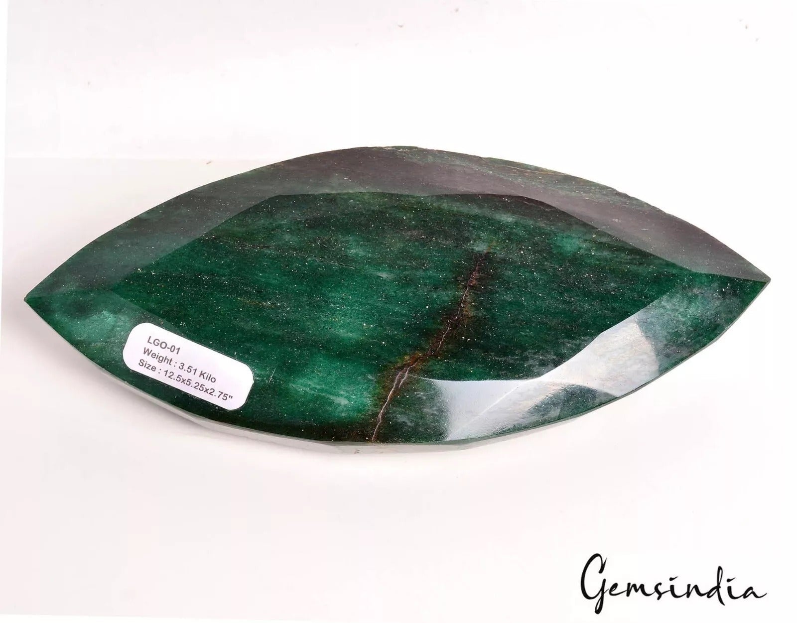 3.5 Kilo Untreated Bottle Green Aventurine Marquise Cut Museum Grade Gemstone