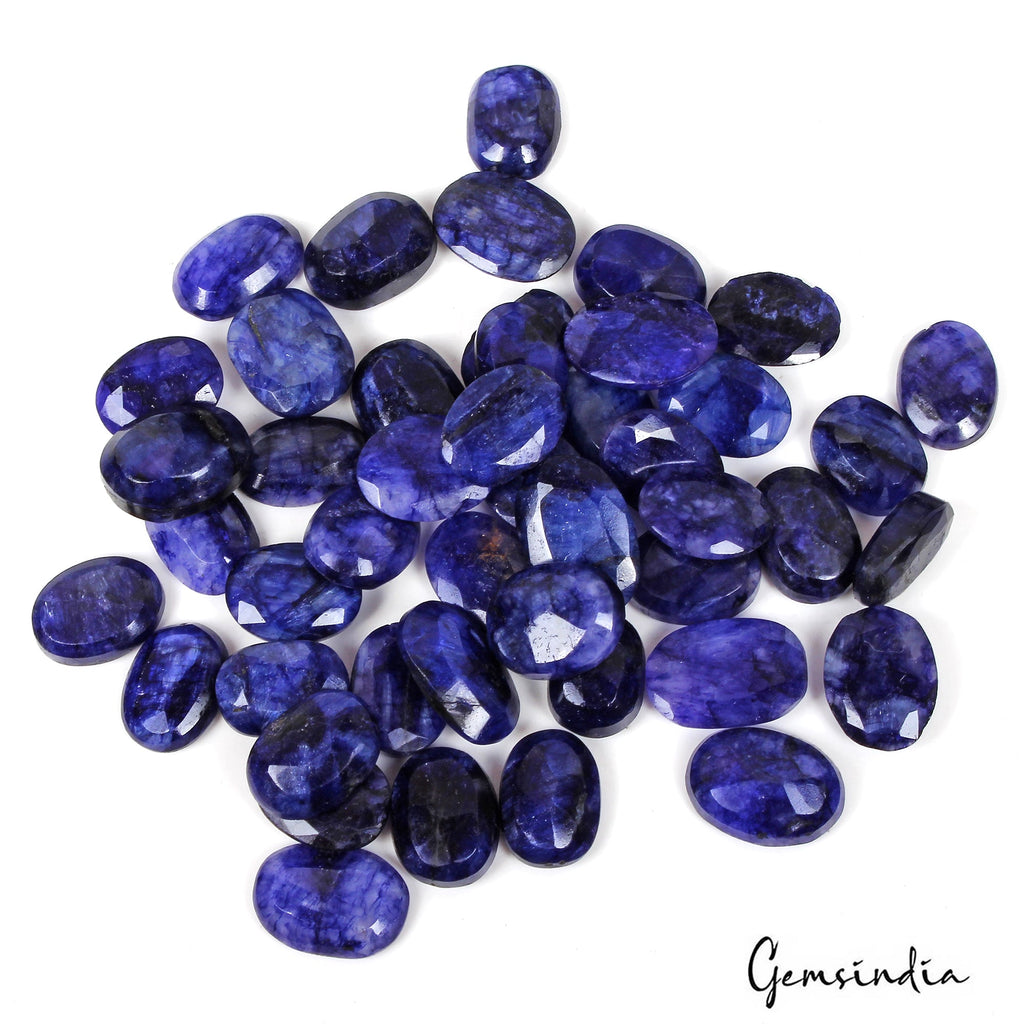460 Ct/46 Pcs Natural Royal Blue Beryl Oval Faceted Loose Gems Lot For Jewelry