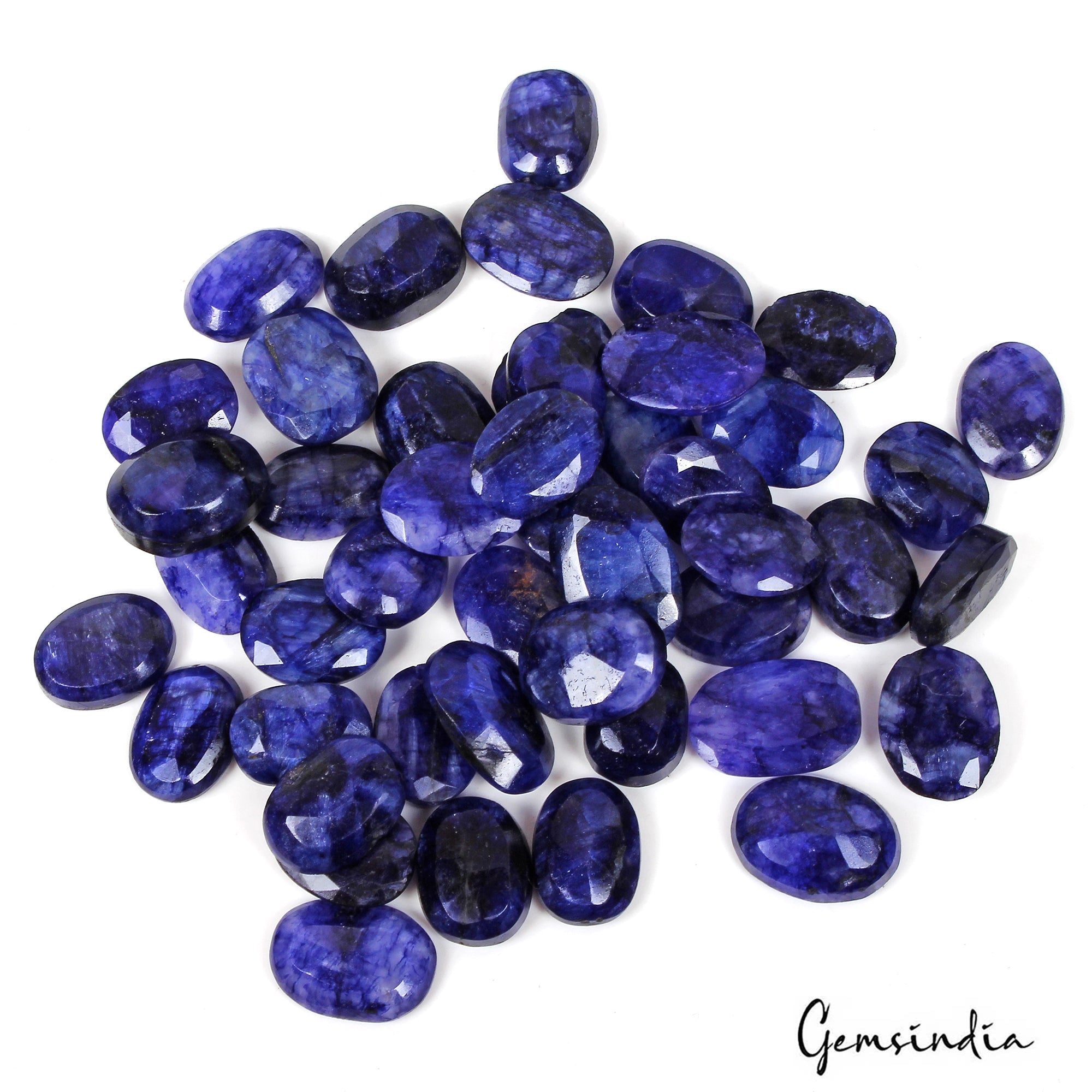 460 Ct/46 Pcs Natural Royal Blue Beryl Oval Faceted Loose Gems Lot For Jewelry