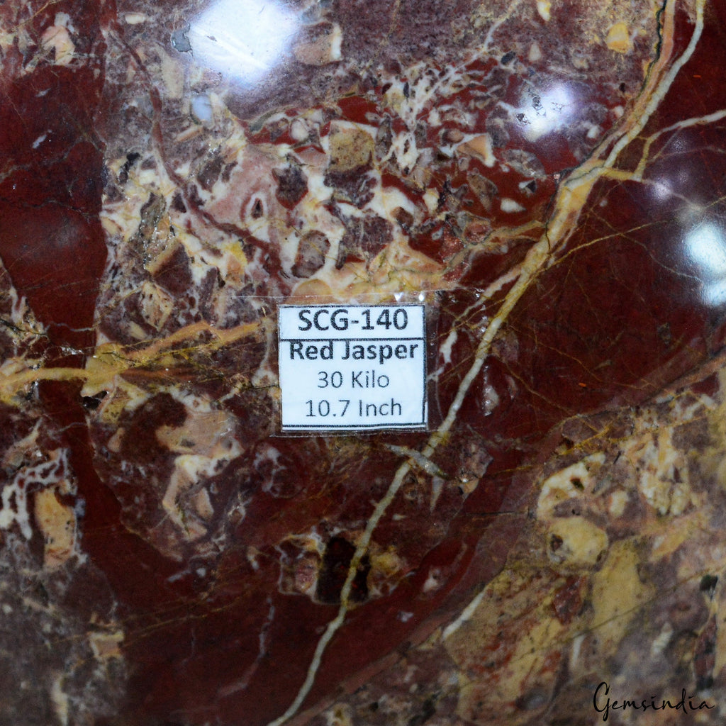 Large 10.7" Red Jasper Stone Healing Crystal Charged Reiki Aura Sphere Ball 30KG