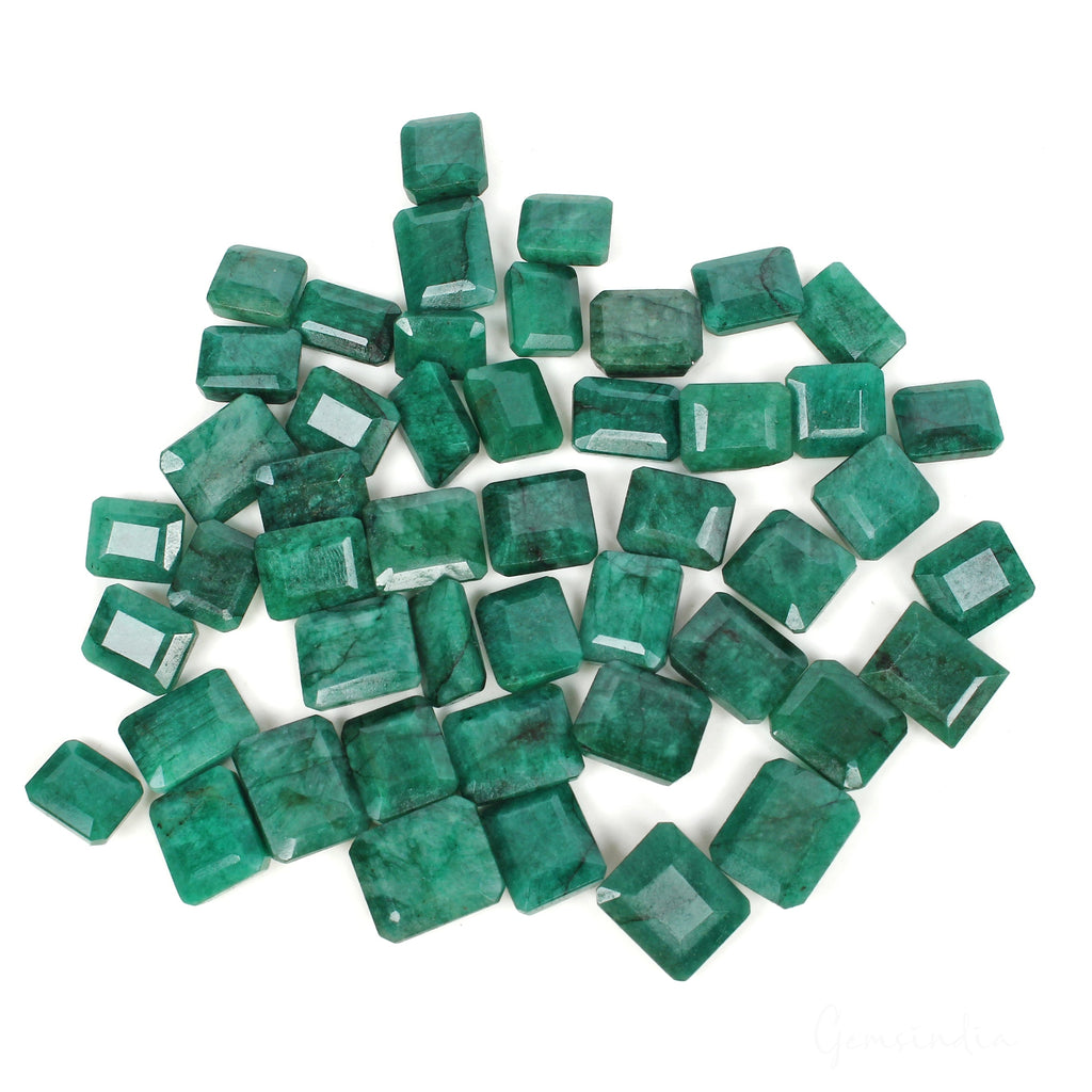 330 Ct Natural Green Zambia Emerald Octagon Faceted Loose Gemstone Lot 47Pcs
