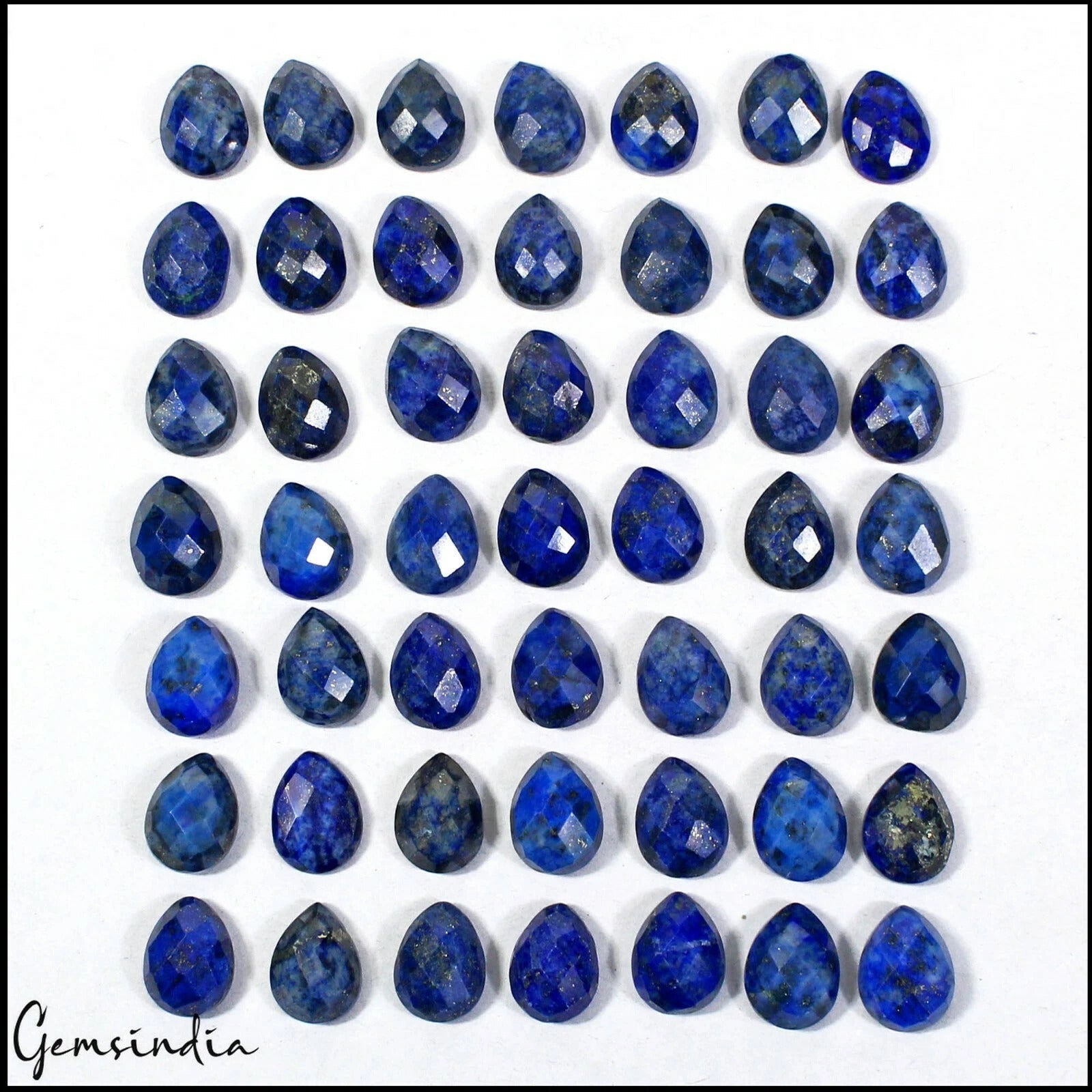 241.70 Ct Natural Blue Lapis Lazuli Pear Checker Cut Calibrated Loose Gems Lot