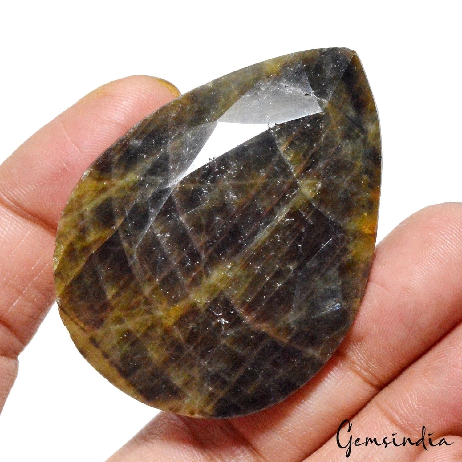 380 Ct Natural Bi-color Brown Untreated Sapphire Pear Faceted Cut Loose Huge Gem