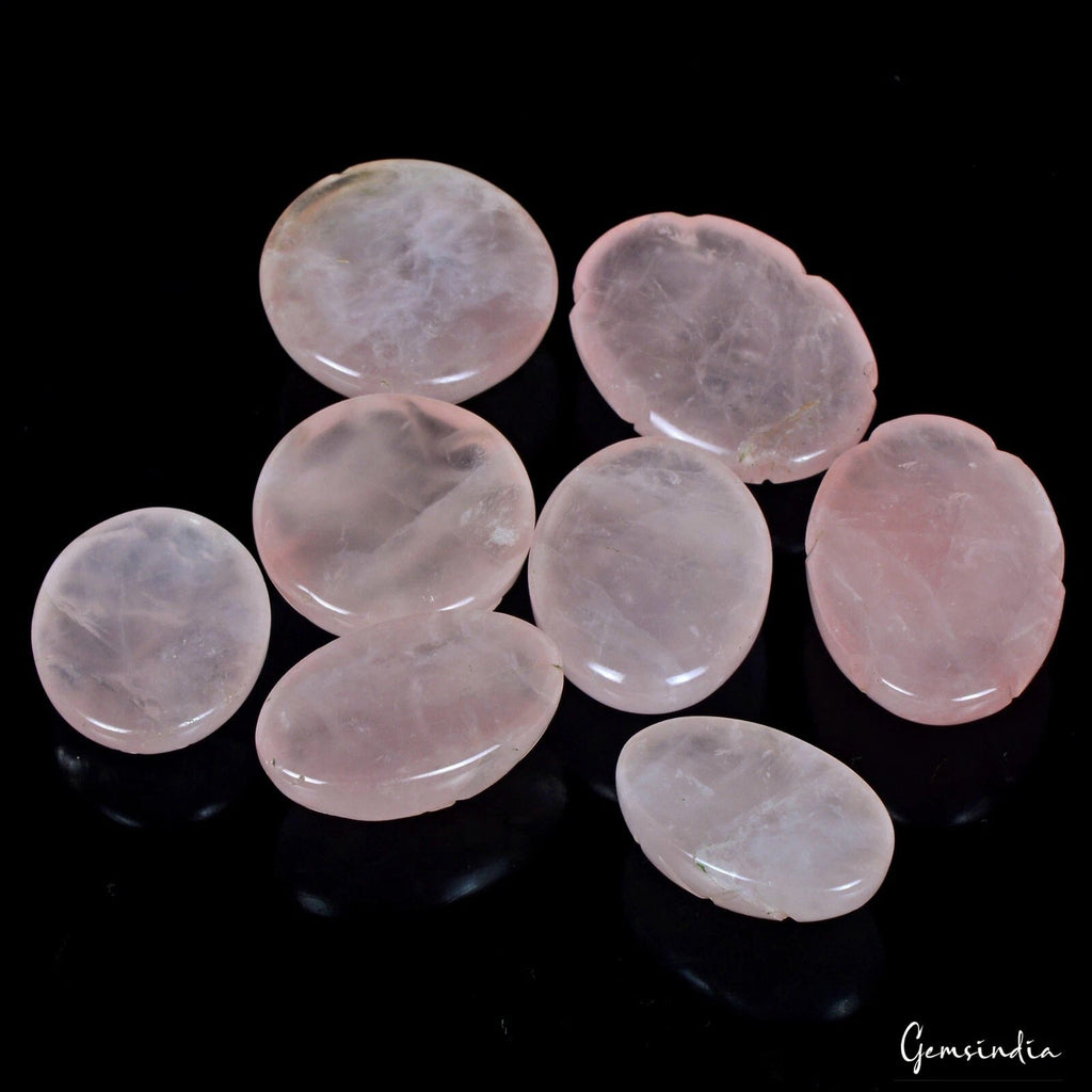 300 Ct Natural Beautiful Carving Pink Rose Quartz Loose Gemstone Lot for Jewelry