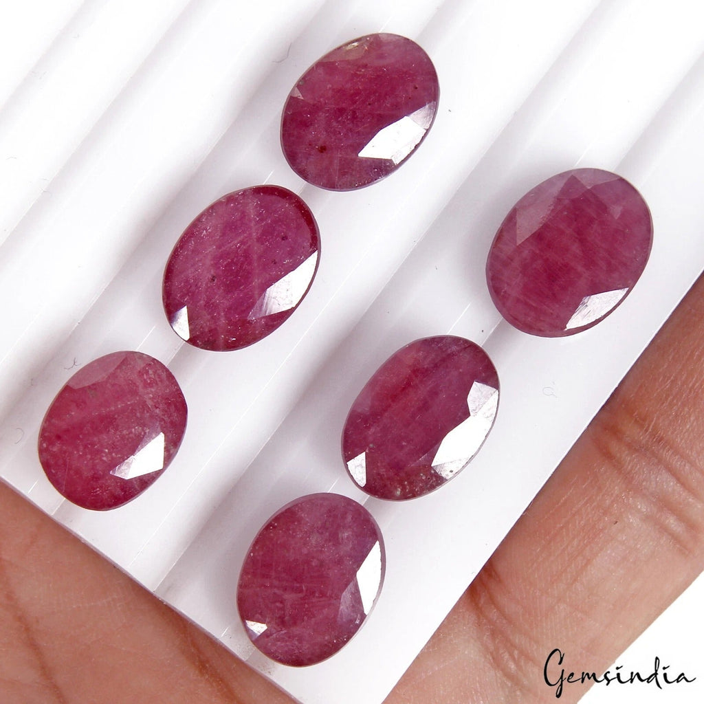 55.40 Ct - AAA Natural Mozambique Red Ruby Loose Oval Cut Heated Gemstones~ 6 Pc