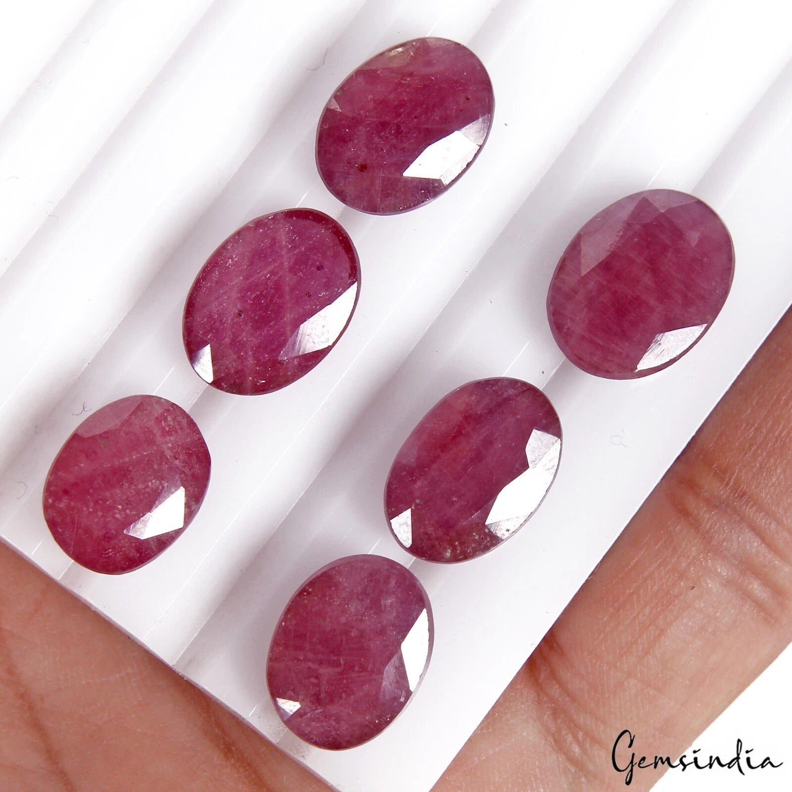 55.40 Ct - AAA Natural Mozambique Red Ruby Loose Oval Cut Heated Gemstones~ 6 Pc