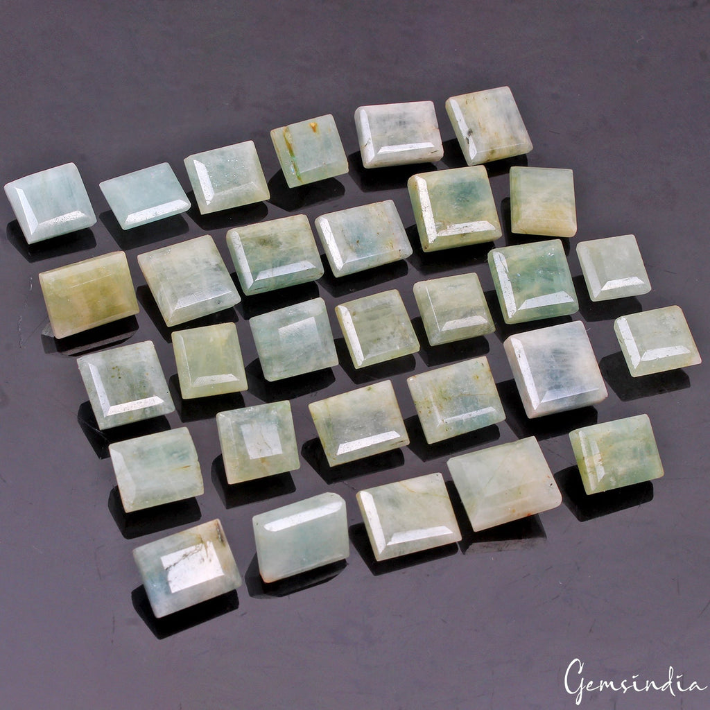 380 Cts/30 Pcs Natural Untreated Green Beryl Aquamarine Mix Cut Loose Gemstones