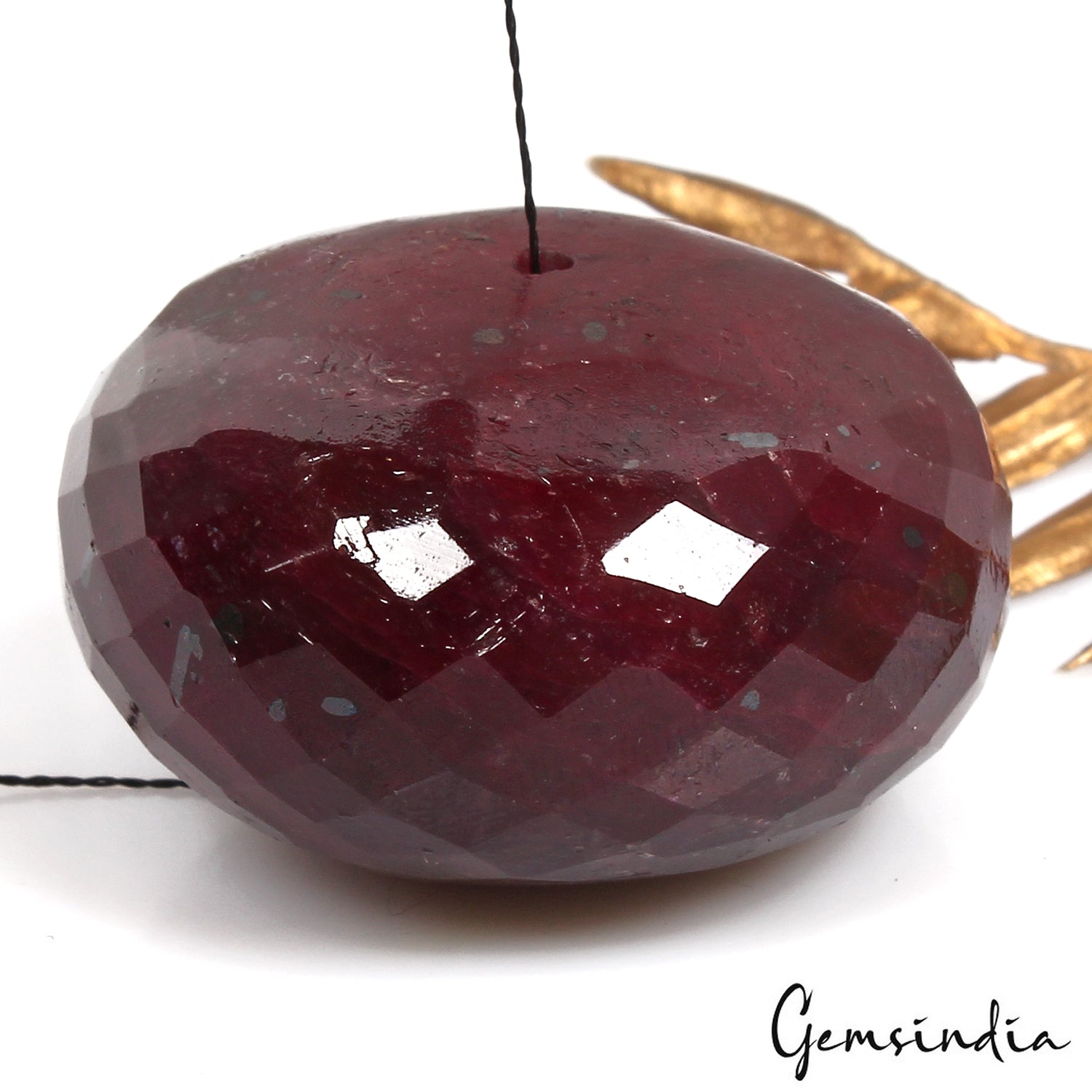 Giant 350 Ct Natural Earth Mined Ruby Gem 37mm Round Checker Cut Certified Bead