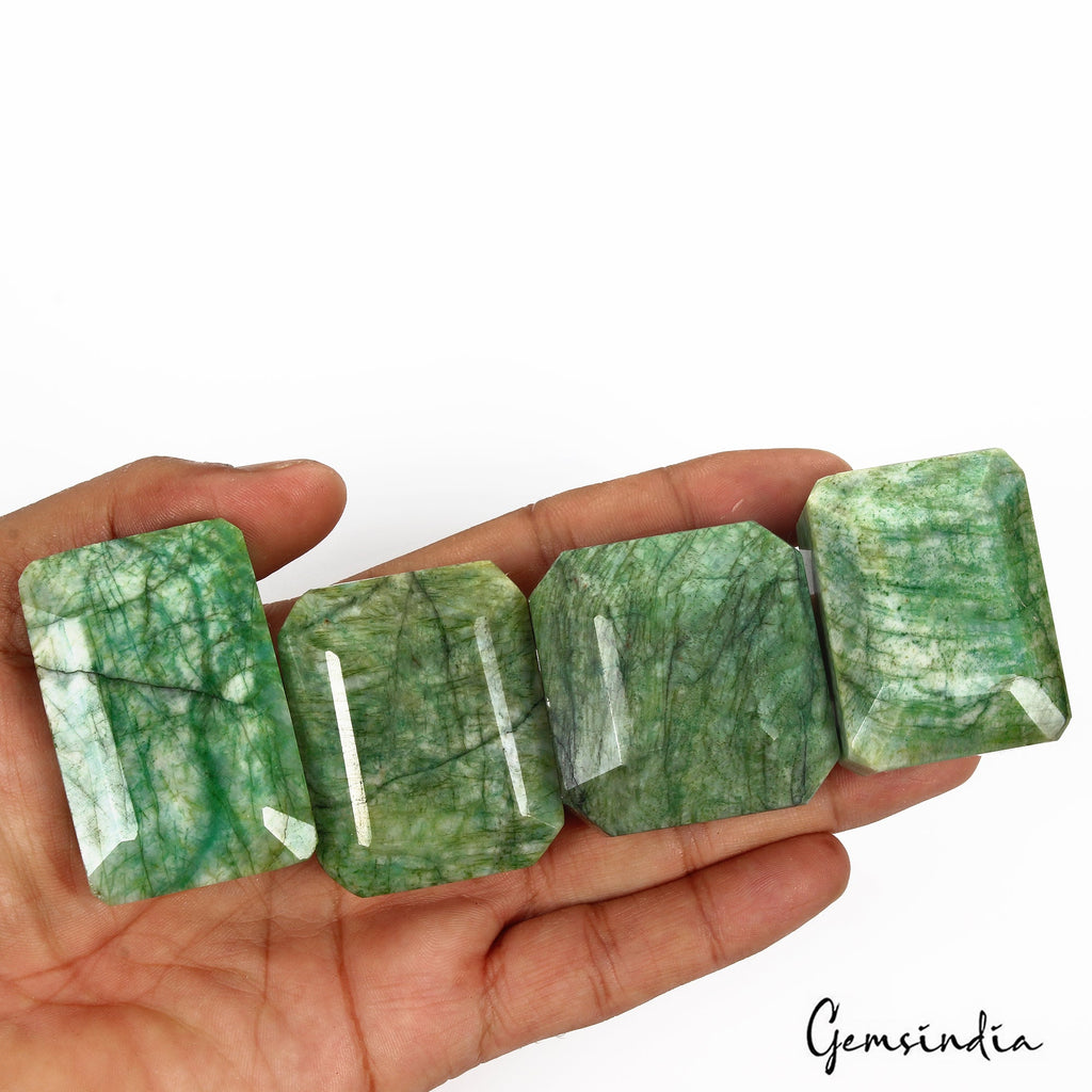 1640 Cts/4 Pcs Natural Brazilian Green Emerald Octagon Cut Loose Wholesale Gems
