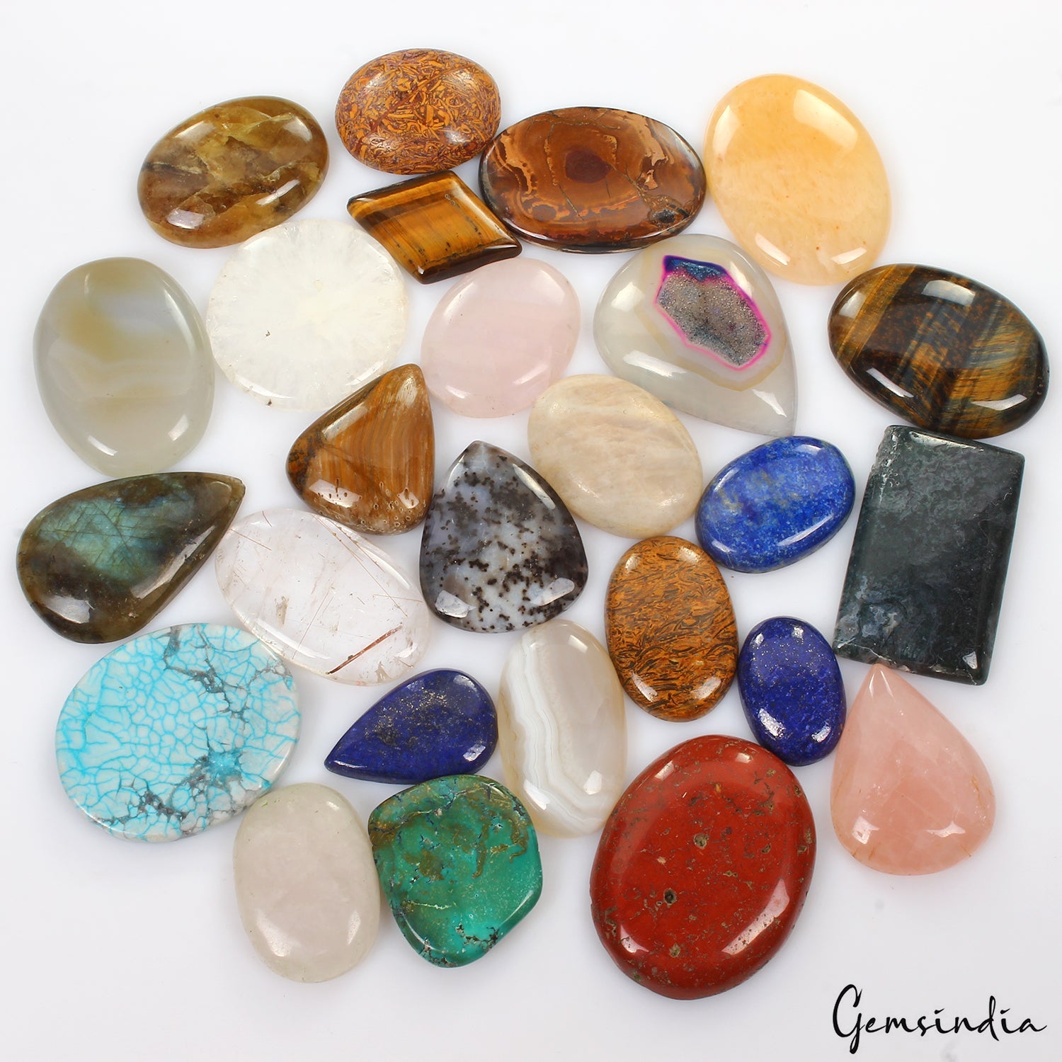 Large Collection Loose Gemstones Multi-Cabochon Mix Shape 2000 Cts 29-50mm/26 Pc