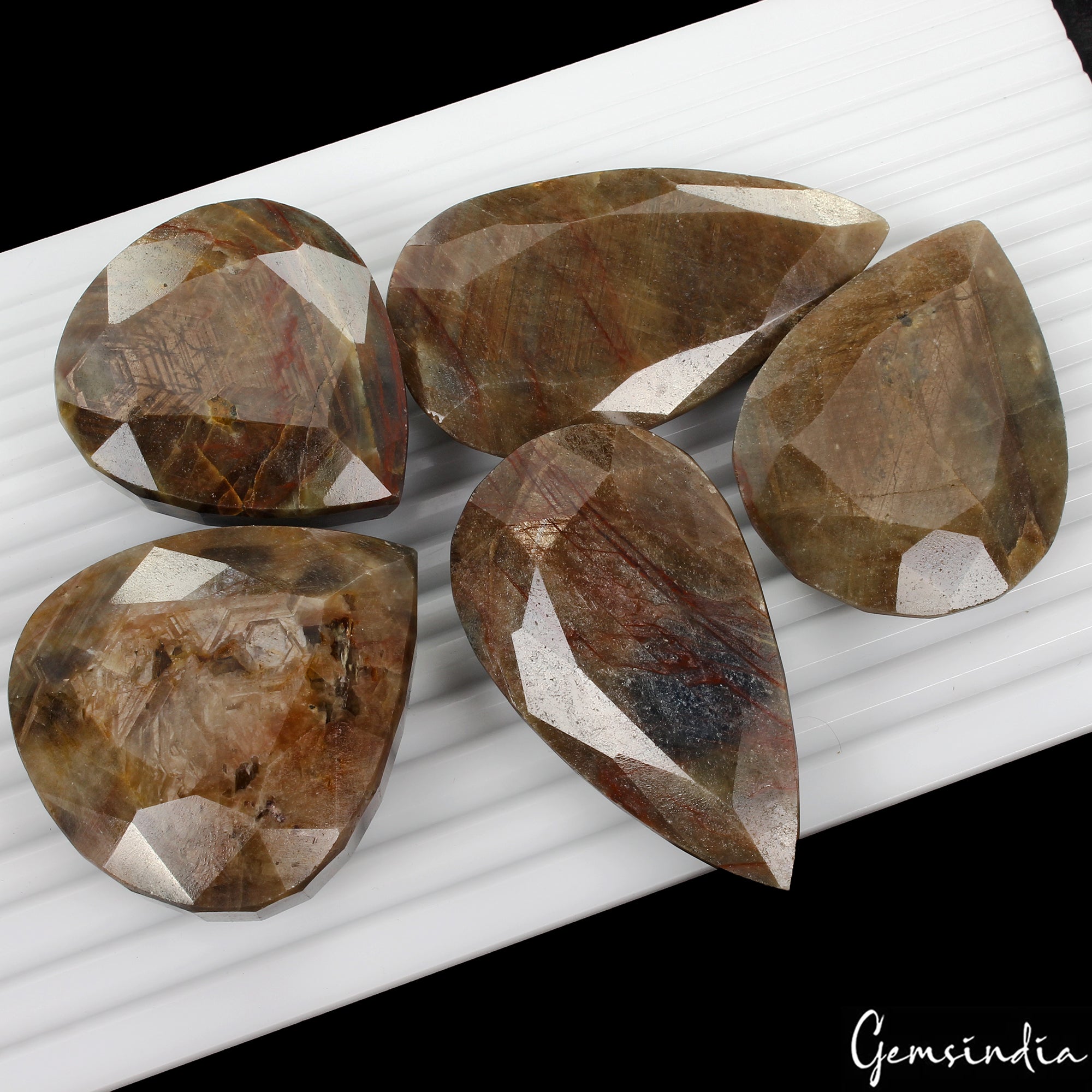 3260 Ct/5 Pcs Natural Untreated Brown Sapphire Pear Cut Wholesale Gemstones Lot