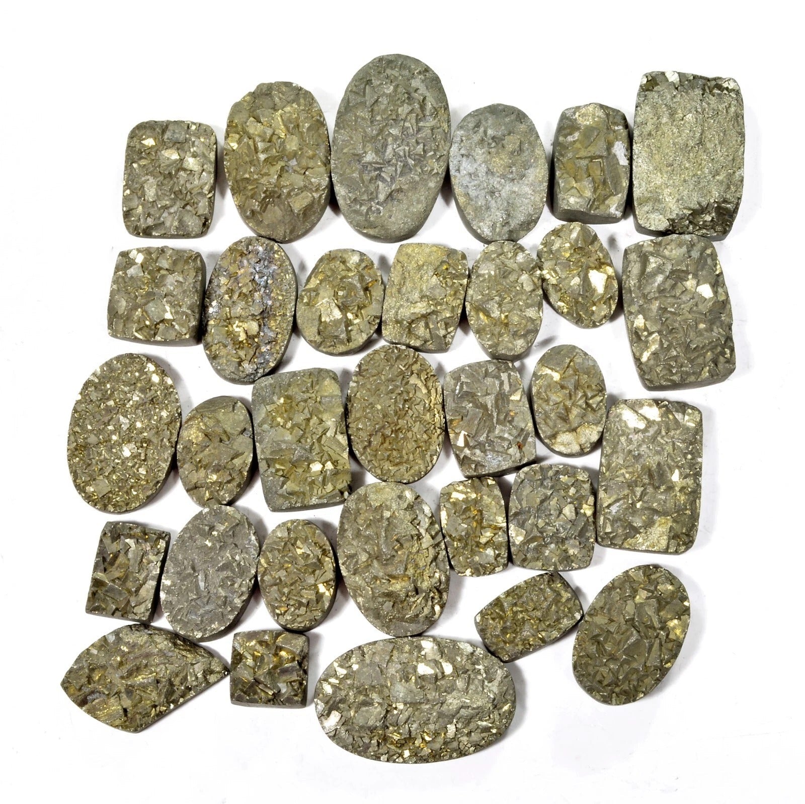 600 Cts/31 Pcs Natural Untreated Peru Apache Gold Pyrite Druzy Rough Gems Lot