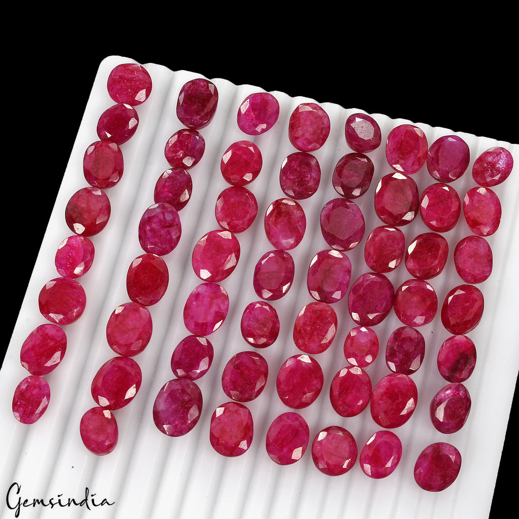 Beryl Lot, Loose Gemstone, Color Enhanced, Red — 58 Pieces, 10mm to 15mm, 370 Ct