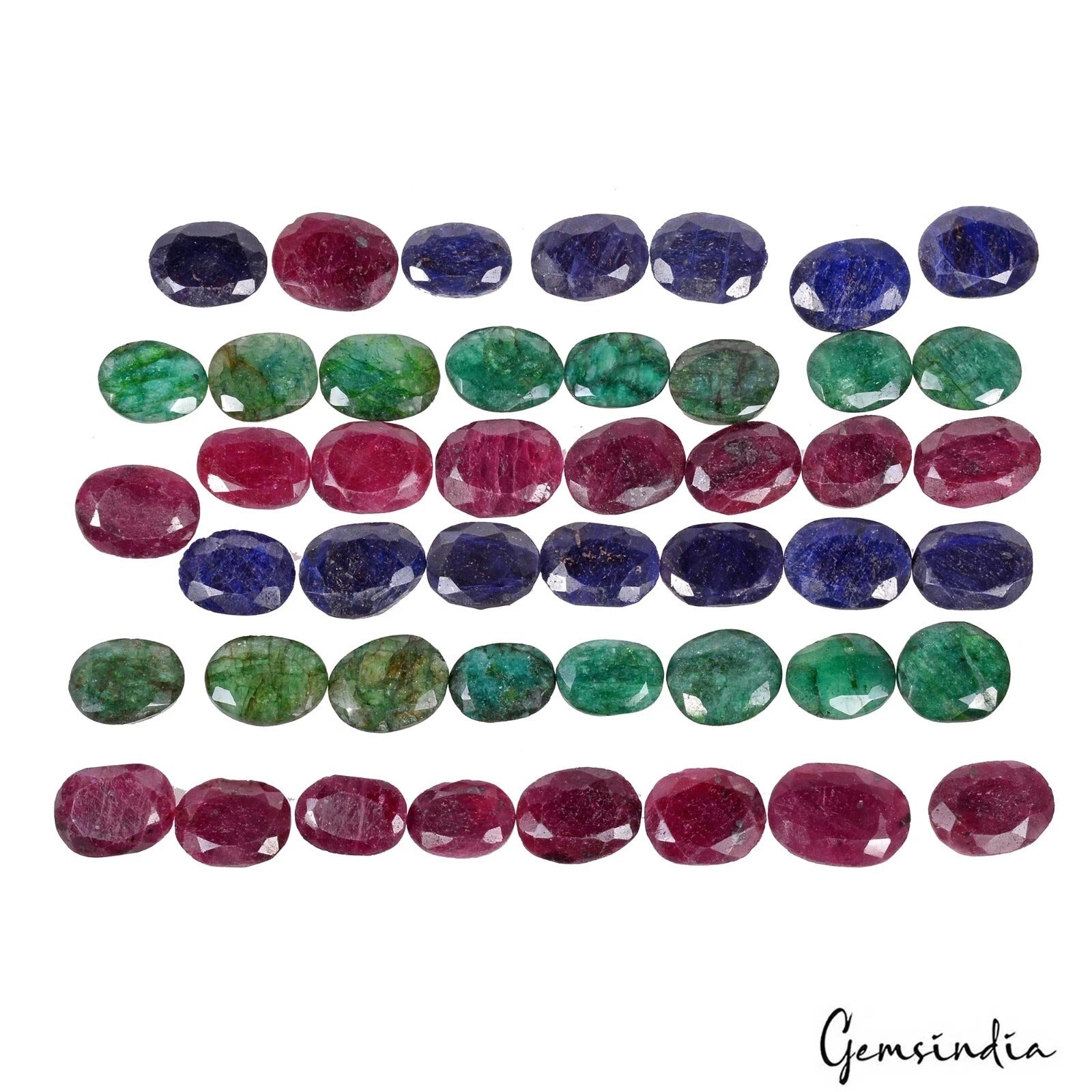 760 Ct Natural Emerald Ruby Sapphire Oval Cut Loose 15-20mm Gemstones~ 46 Pc Lot