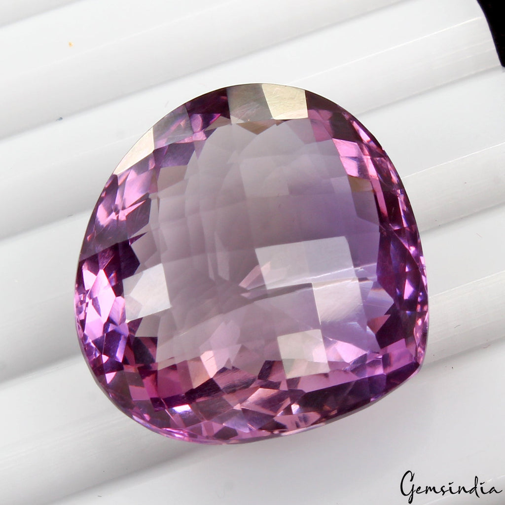 32.40 Ct Checker Cut Pear Loose Gemstone AAA Quality Purple Amethyst Gemstone