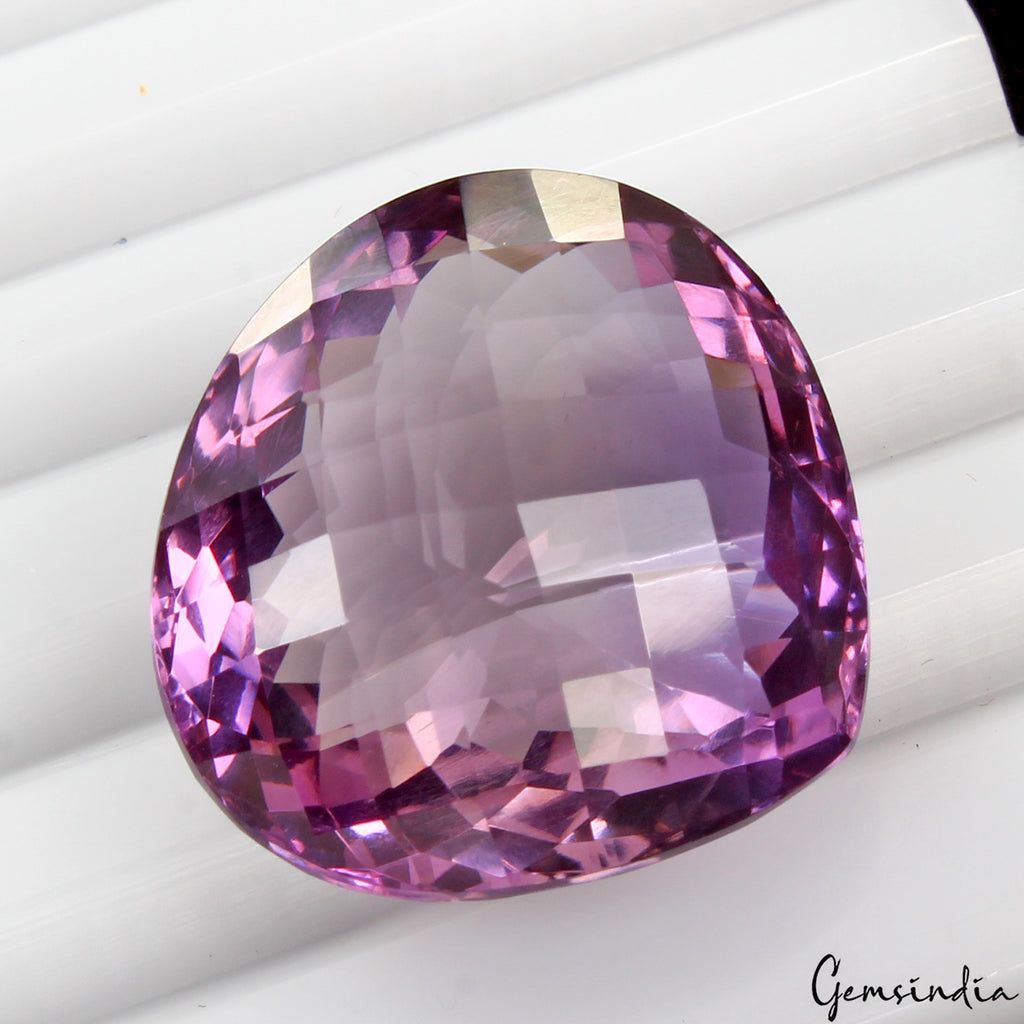 Amethyst Loose Gemstone, Pear Checker Cut, Untreated — 22x21x12 mm, 32.40 Ct, Brazil