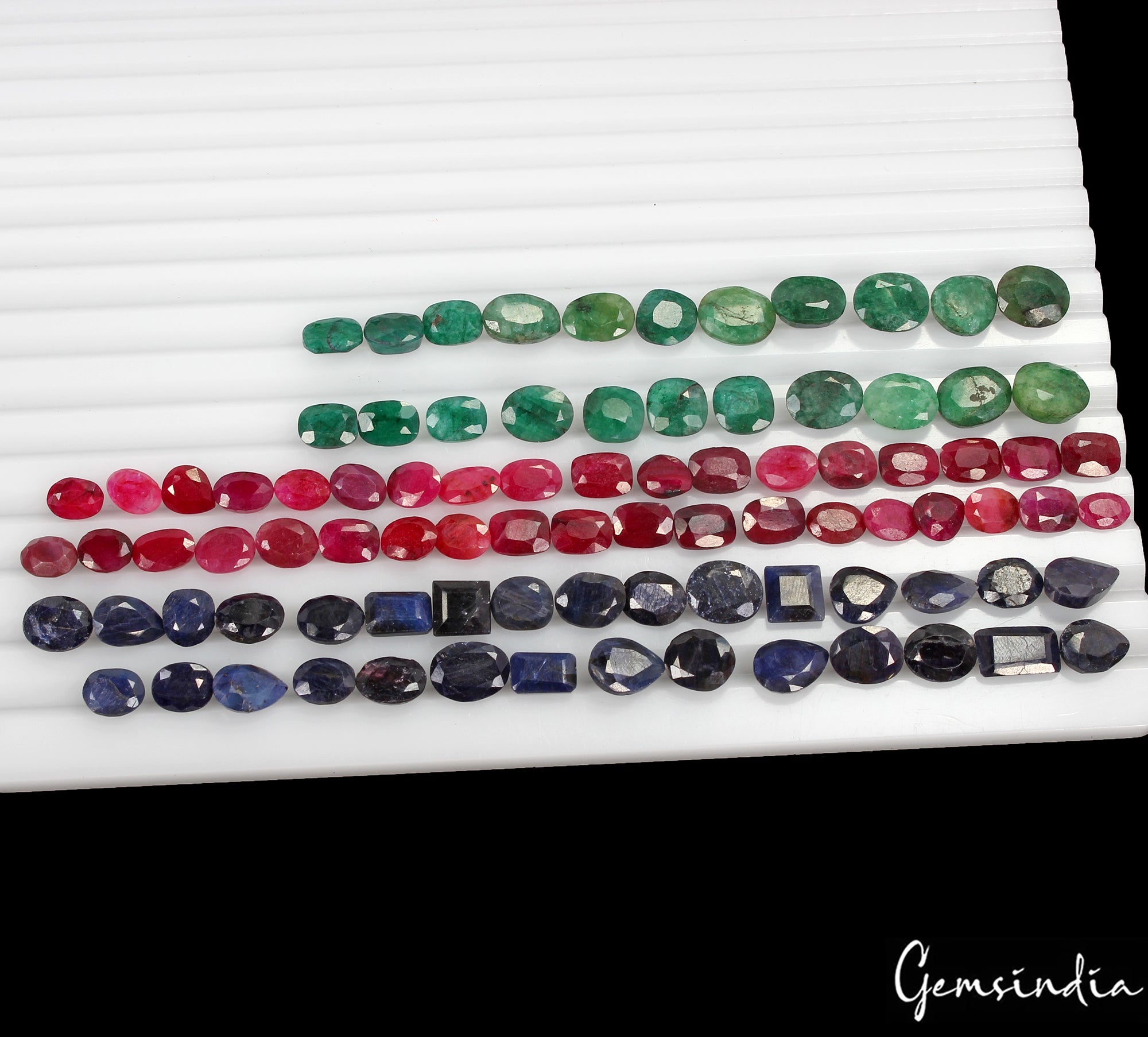 197 Ct/89P Natural Ruby Emerald & Sapphire Loose Mix Cut Gemstones Certified Lot