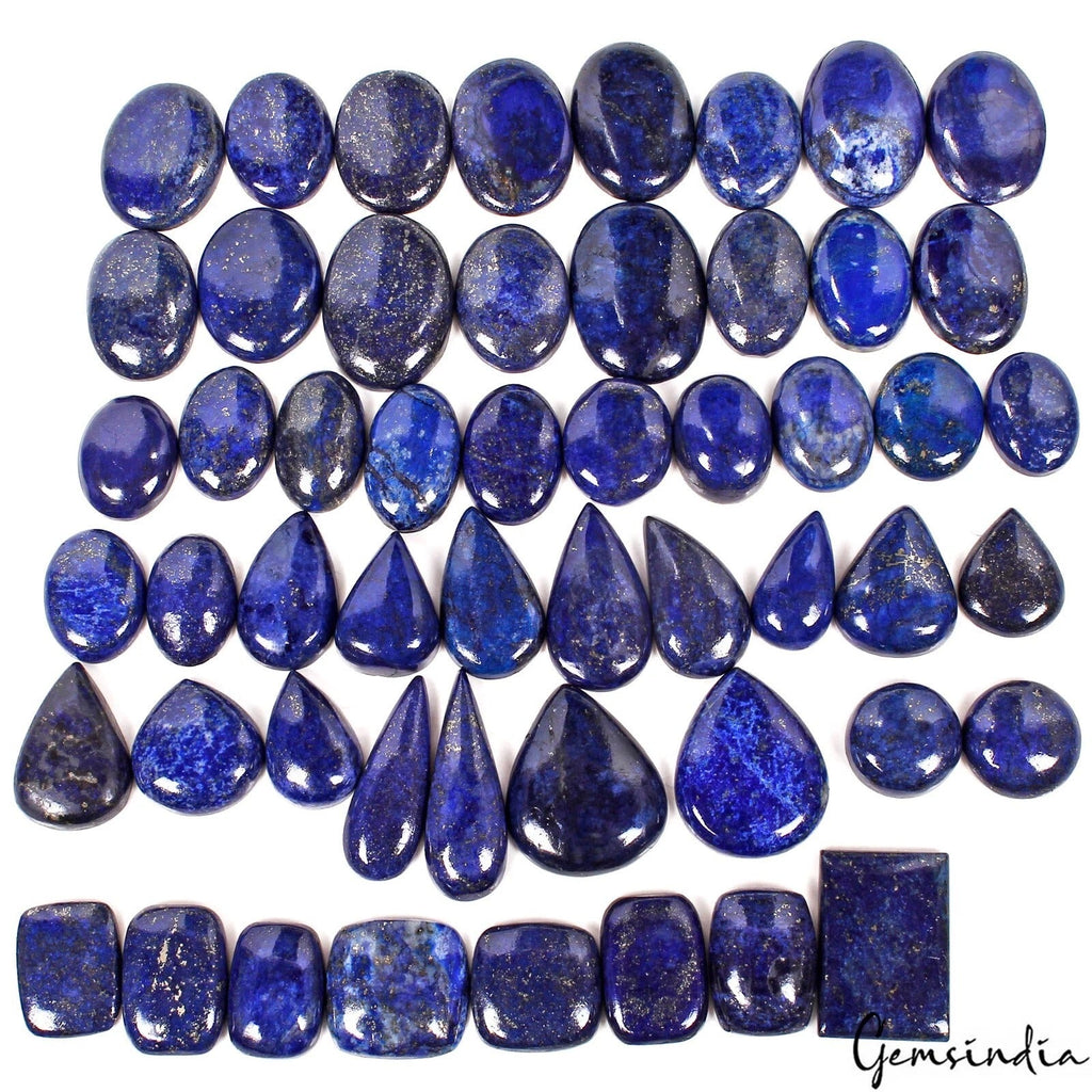 2000Ct/52 Pcs Natural Blue Gold Pyrite Lapis Lazuli Mix Cab Loose Gems For Jewel