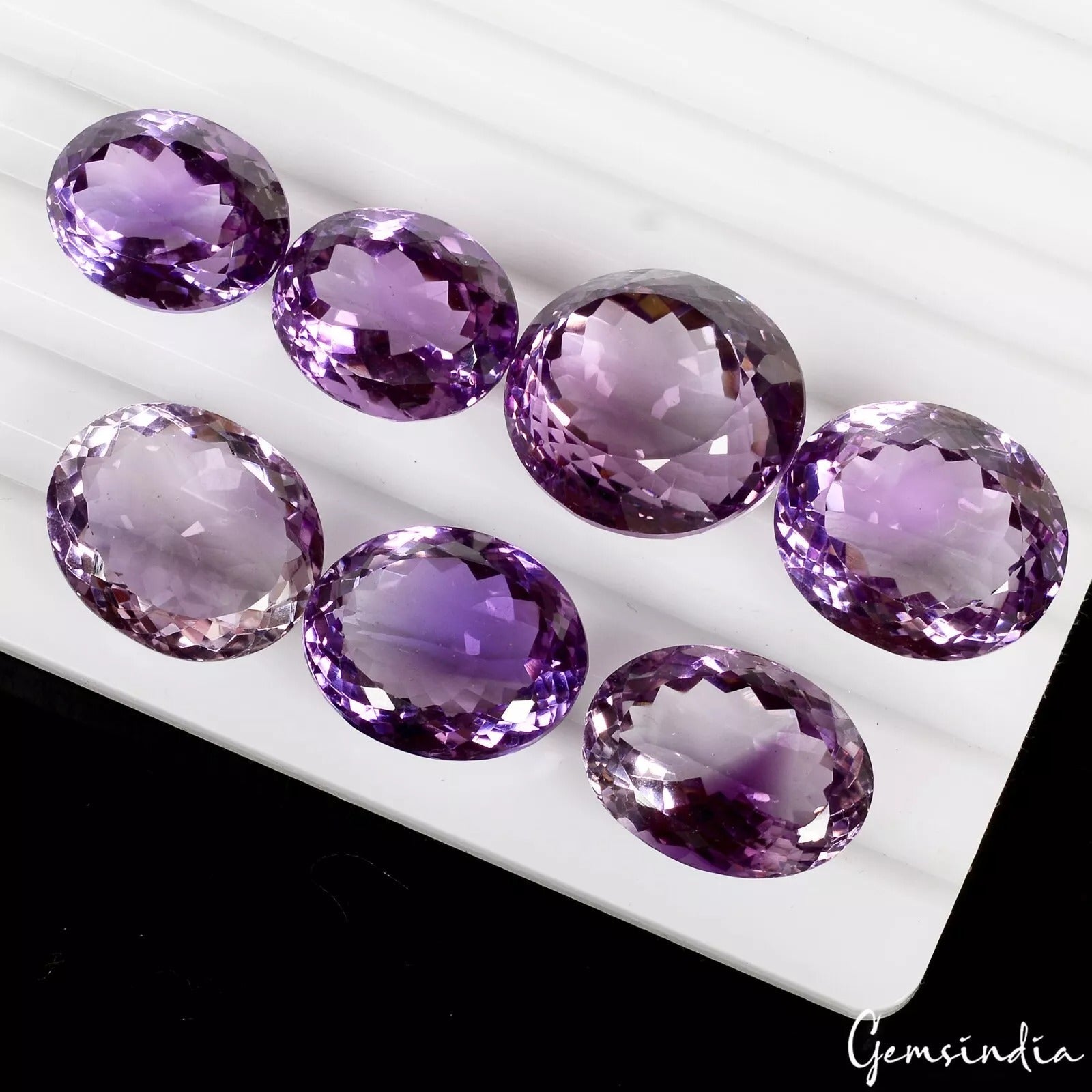 143.70 Ct/7Pcs Natural Untreated Purple Amethyst Oval Cut Loose Gems For Jewelry