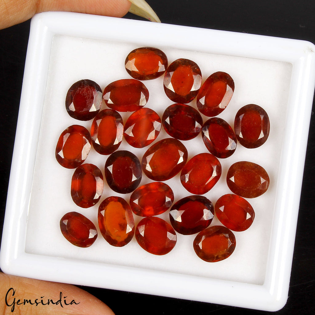 23 Pcs Natural Ceylon Hessonite Garnet Untreated 9mm-11mm Oval Cut Gemstones Lot