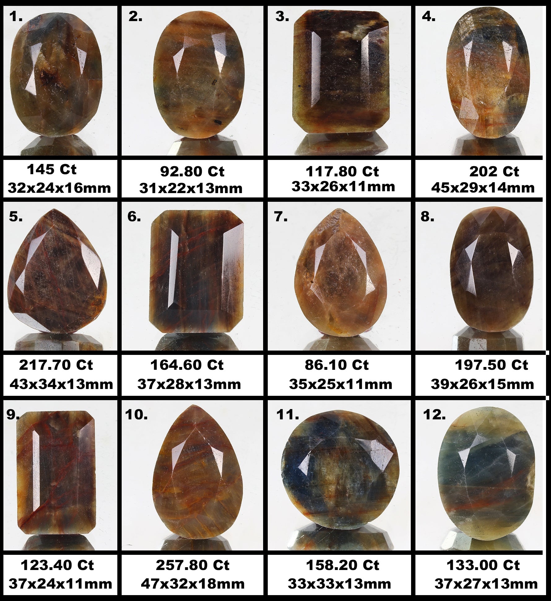12 Pcs Natural Untreated Multi Color Sapphire Earth Mined Mix Cut Loose Gems Lot