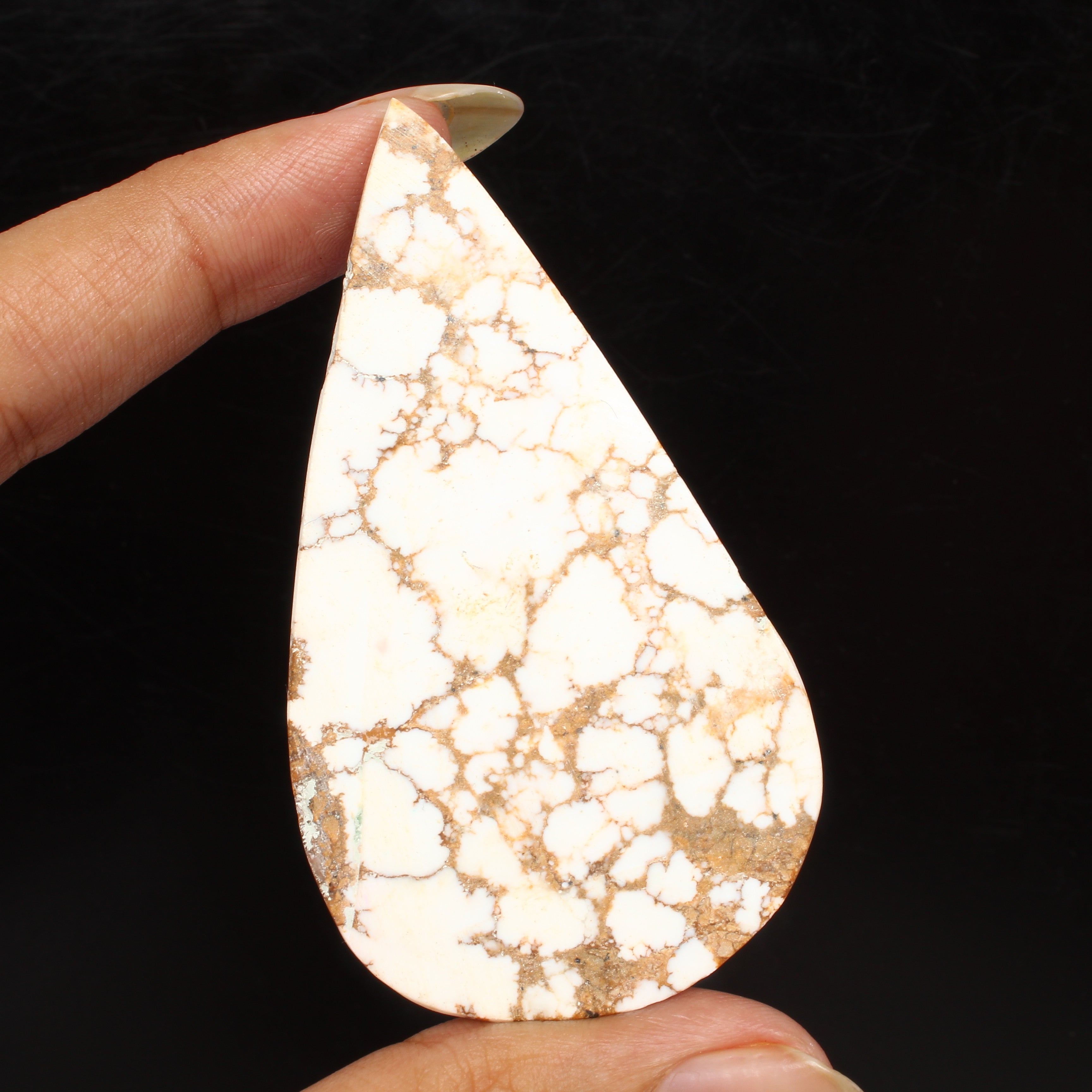 Turquoise Cabochon, Untreated, White — 69 x 38 x 6mm, 135.85 Ct
