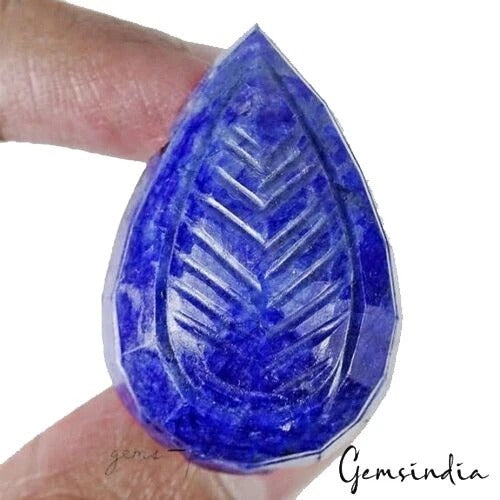 93.20 Ct Natural Blue Sapphire Pear Carving Earth Mined Certified Loose Gemstone