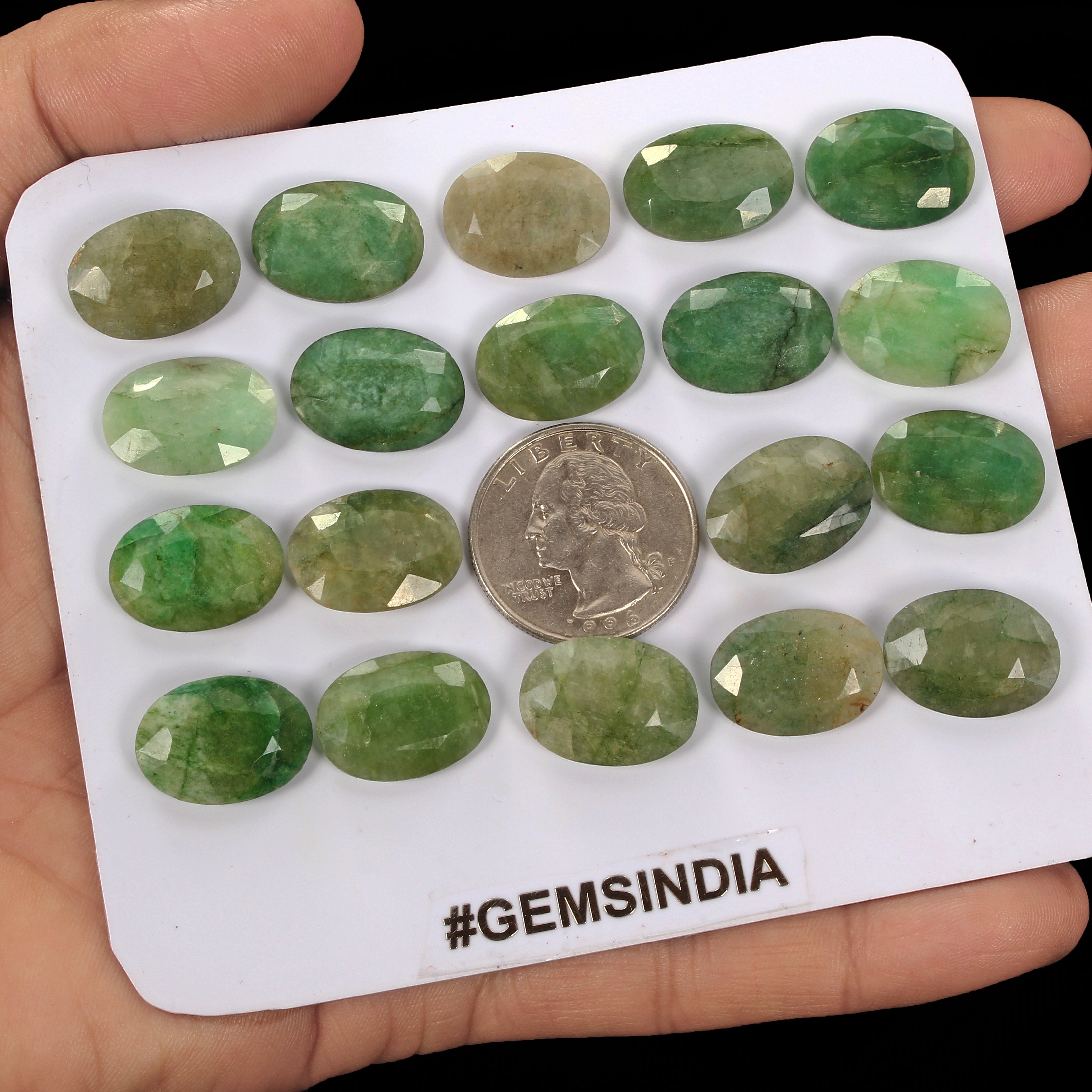 59.50 Ct Natural Green Emerald Oval Faceted Loose Calibrated Gemstone Lot 19 Pcs