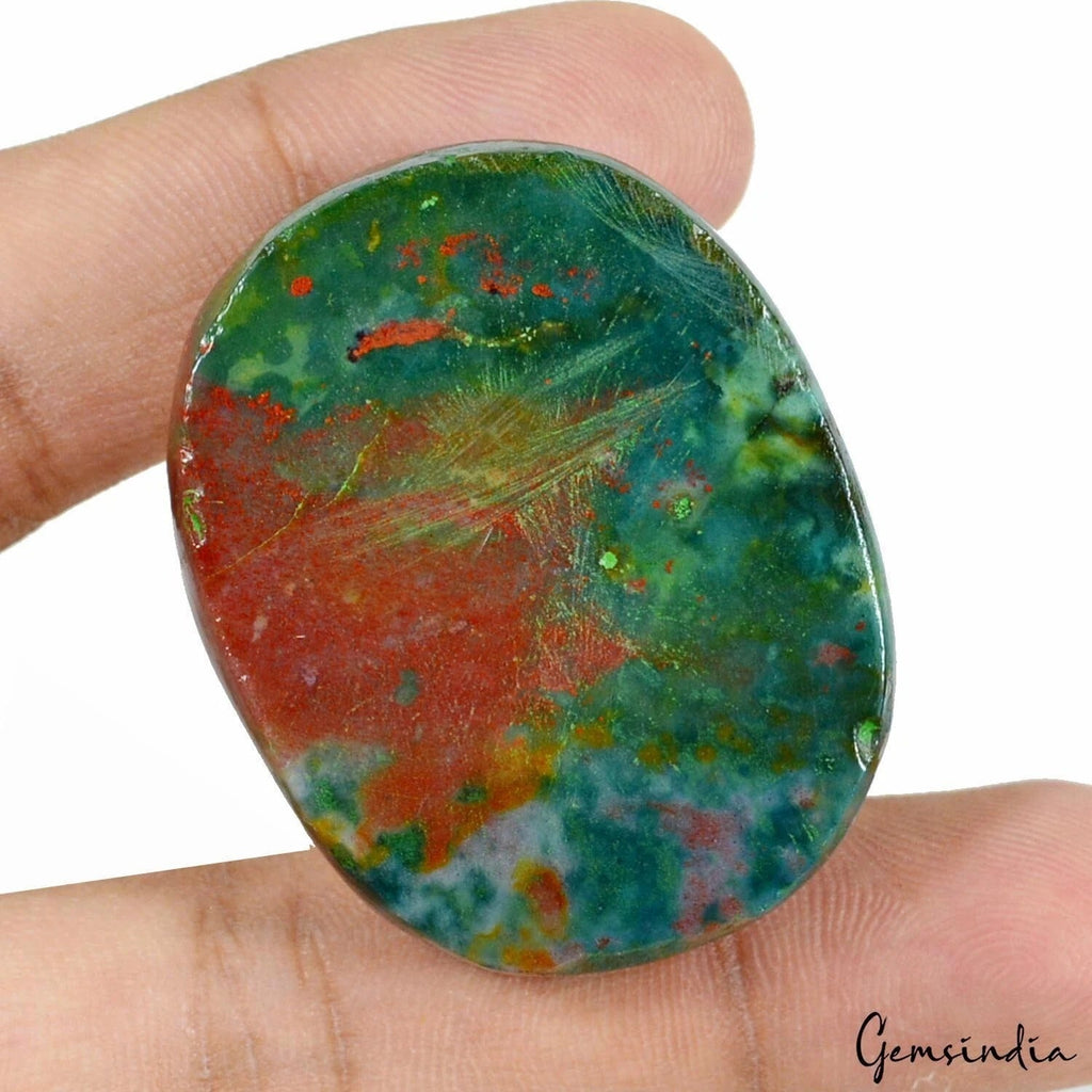 163.25 Ct Natural Untreated Green Red Bloodstone Jasper Oval Cab Gem For Pendant