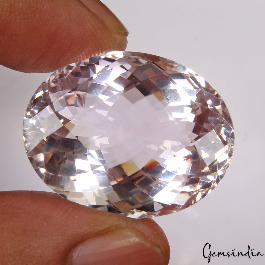 58.30 Ct Natural Lavender Color Amethyst Oval Checker cut Bolivian Huge Gemstone