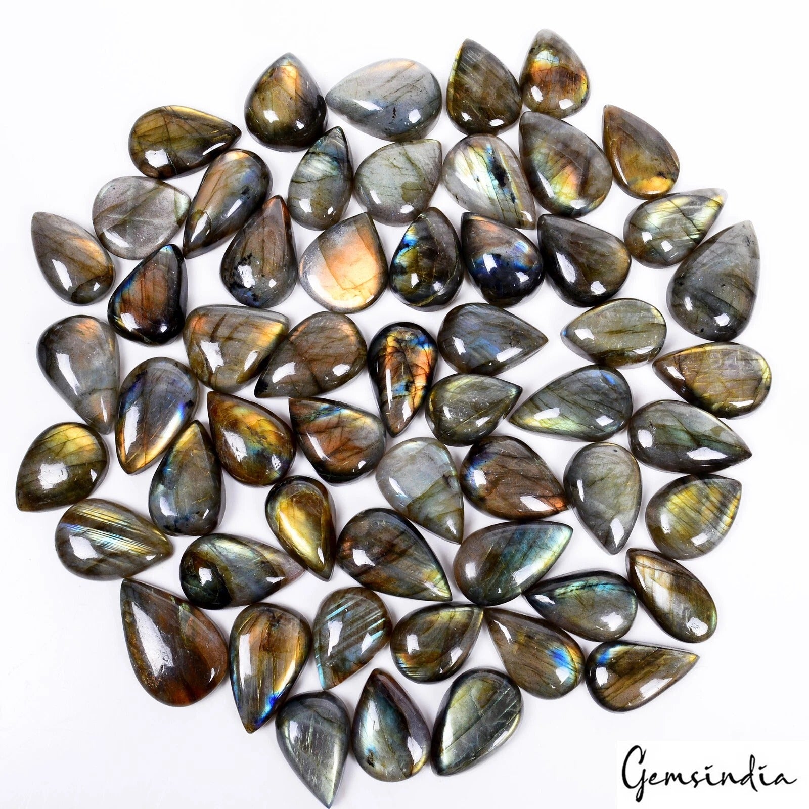 920 Ct Natural Labradorite Mix Cab Untreated Loose Gems Lot 56 Pc For Jewelry