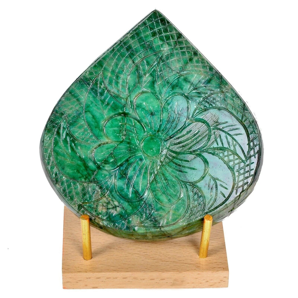 Natural Green Brazilian Emerald With Floral Carving Earth Mine 2650 Ct Loose Gem