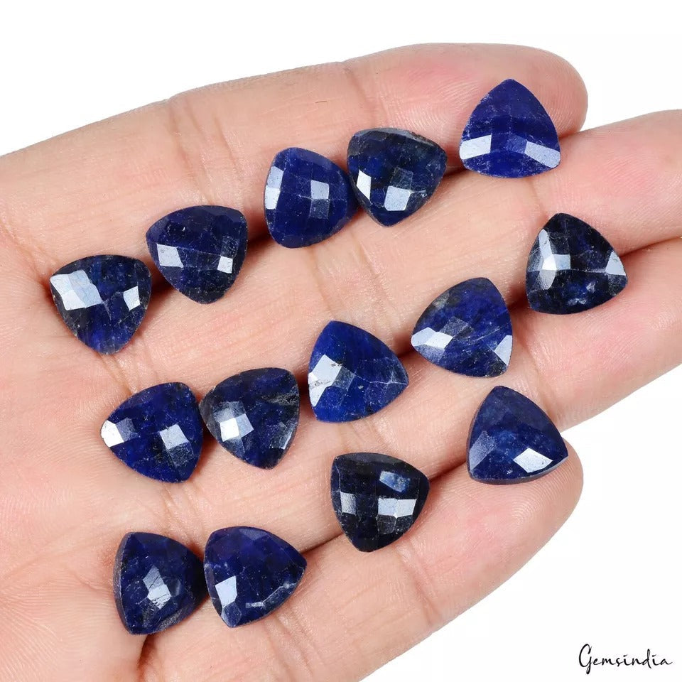 Certified 88.80 Cts/14 Pcs Natural Blue Sapphire Trillion Checker Cut Gems Lot