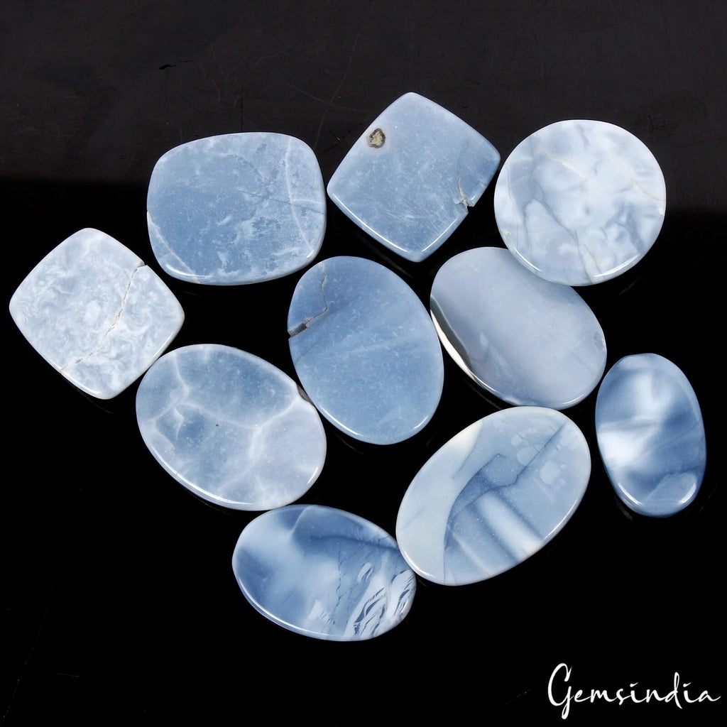 Opal Lot, Cabochon, Untreated, Blue — 10 Pieces, 20mm to 29mm, 213.50 Ct, Australia