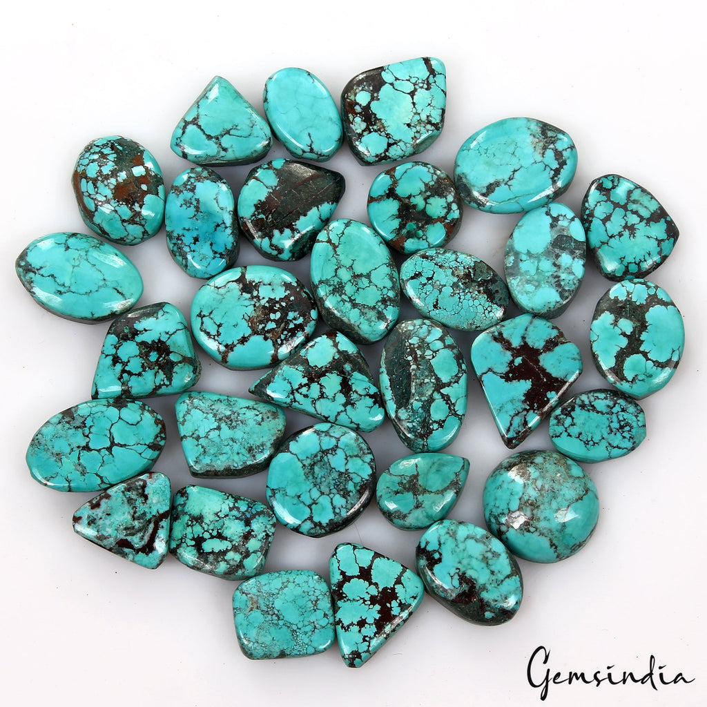 220Ct/30 Pcs Natural USA Blue Turquoise Mix Cab Loose Wholesale Gems For Jewelry