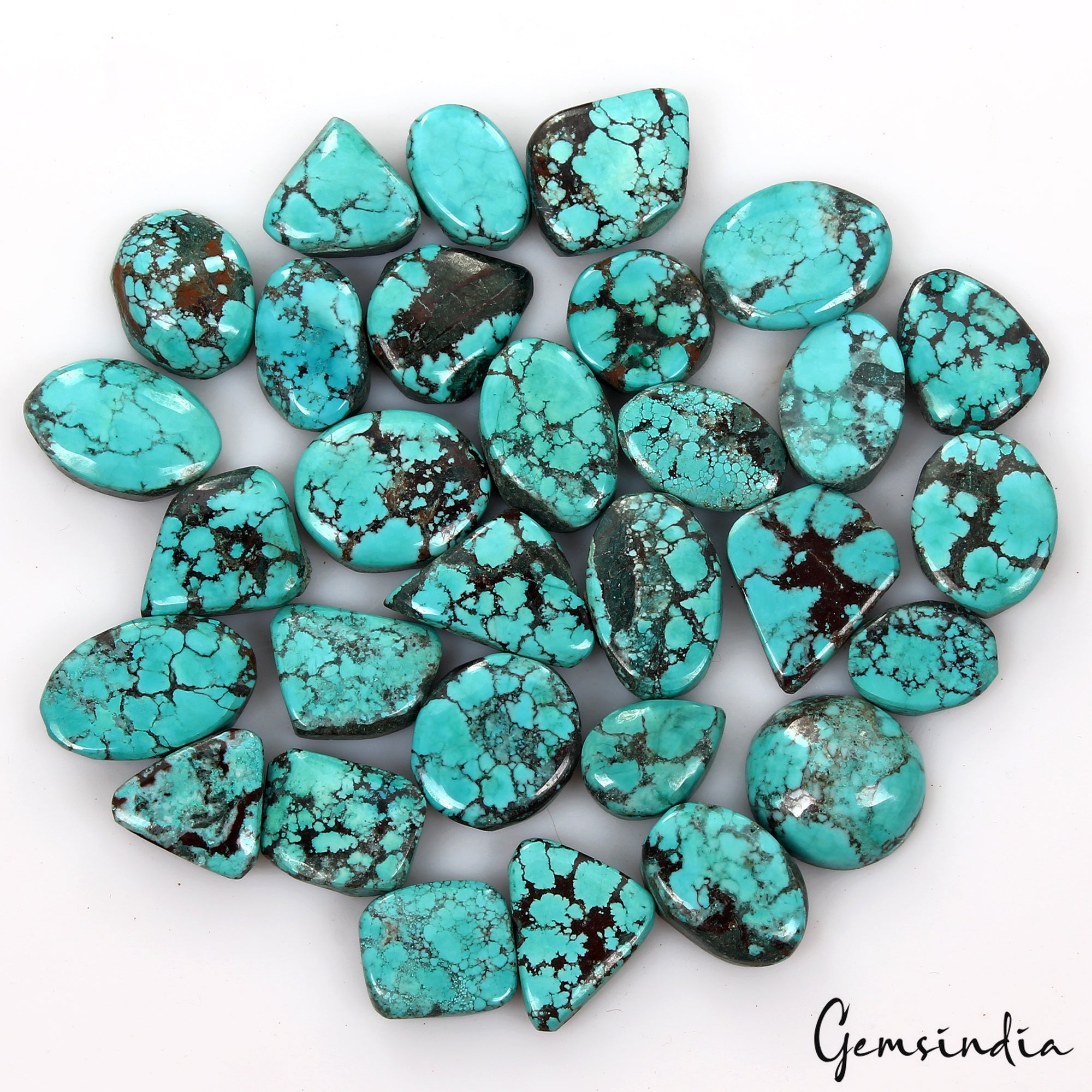 220Ct/30 Pcs Natural USA Blue Turquoise Mix Cab Loose Wholesale Gems For Jewelry