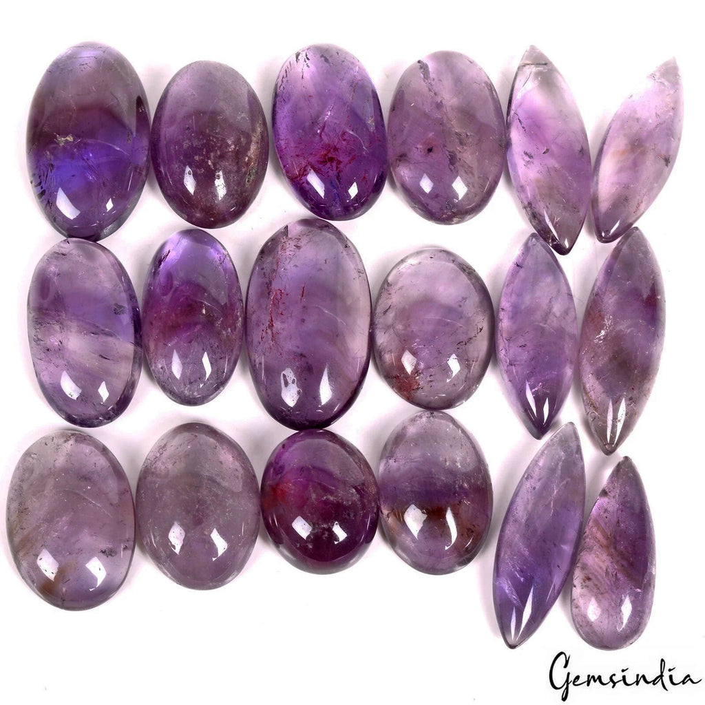 Amethyst Lot, Cabochon, Untreated, Purple — 18 Pieces, 23mm to 39mm, 700 Ct, Madagascar
